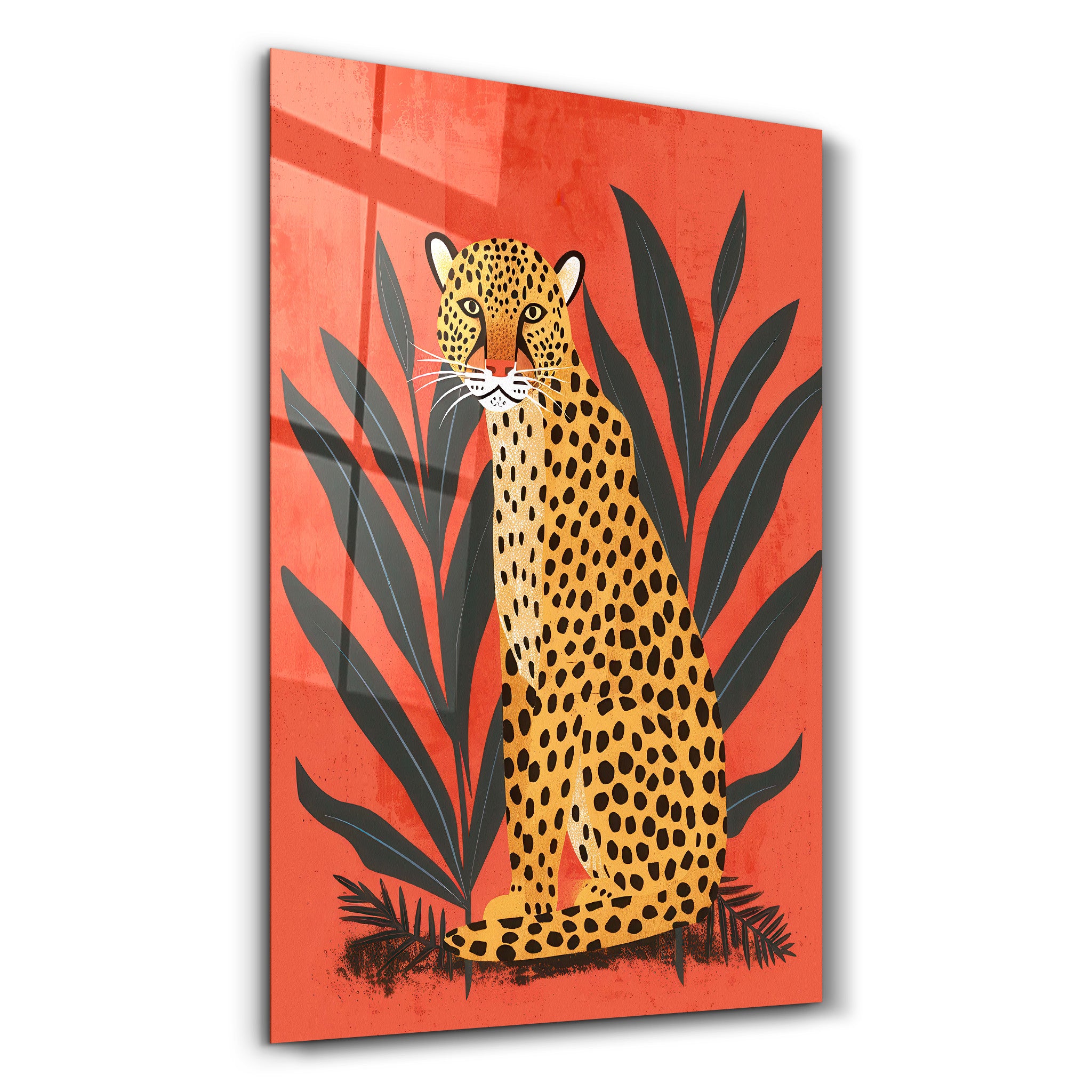 Leopard Retro - Glass Wall Art