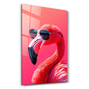 Stylish Pink Flamingo - Glass Wall Art