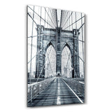 Brooklyn Bridge Retro Gray 2 | Glass Wall Art