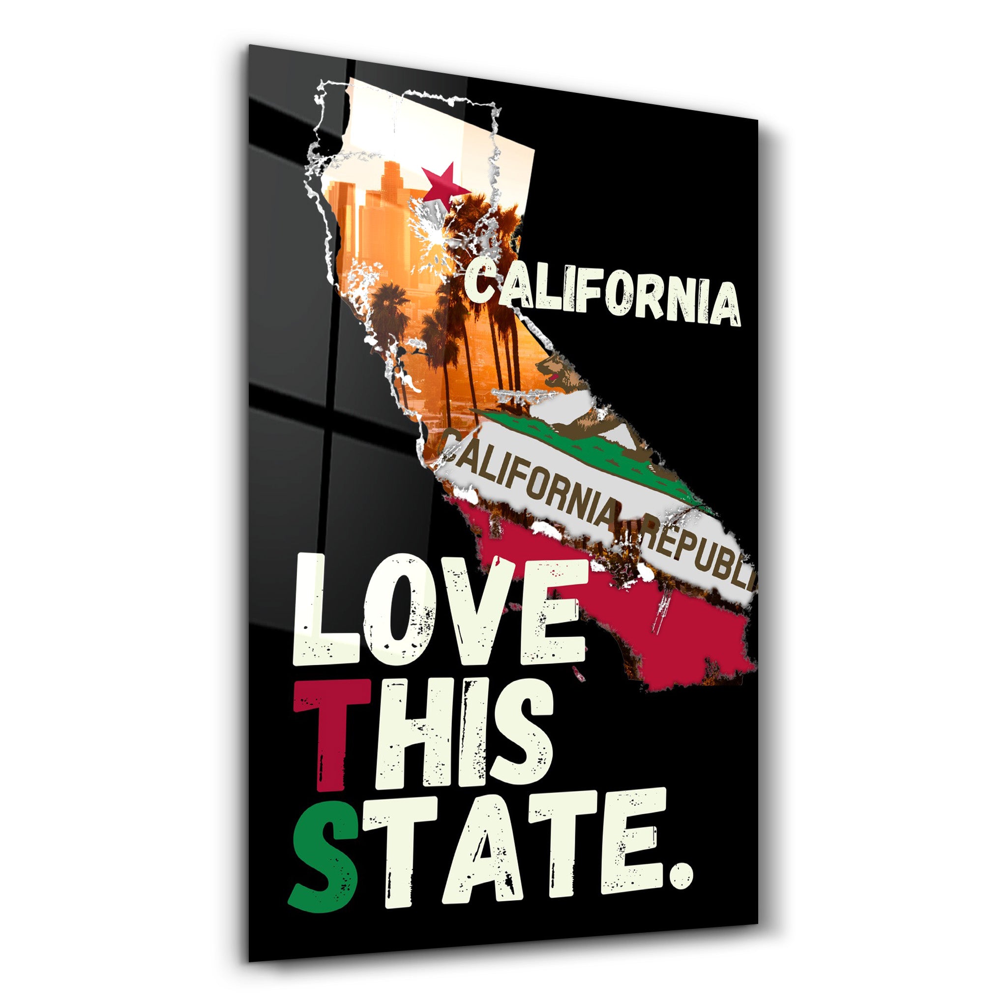 ・"Love This State - California"・Glass Wall Art - ArtDesigna Glass Printing Wall Art
