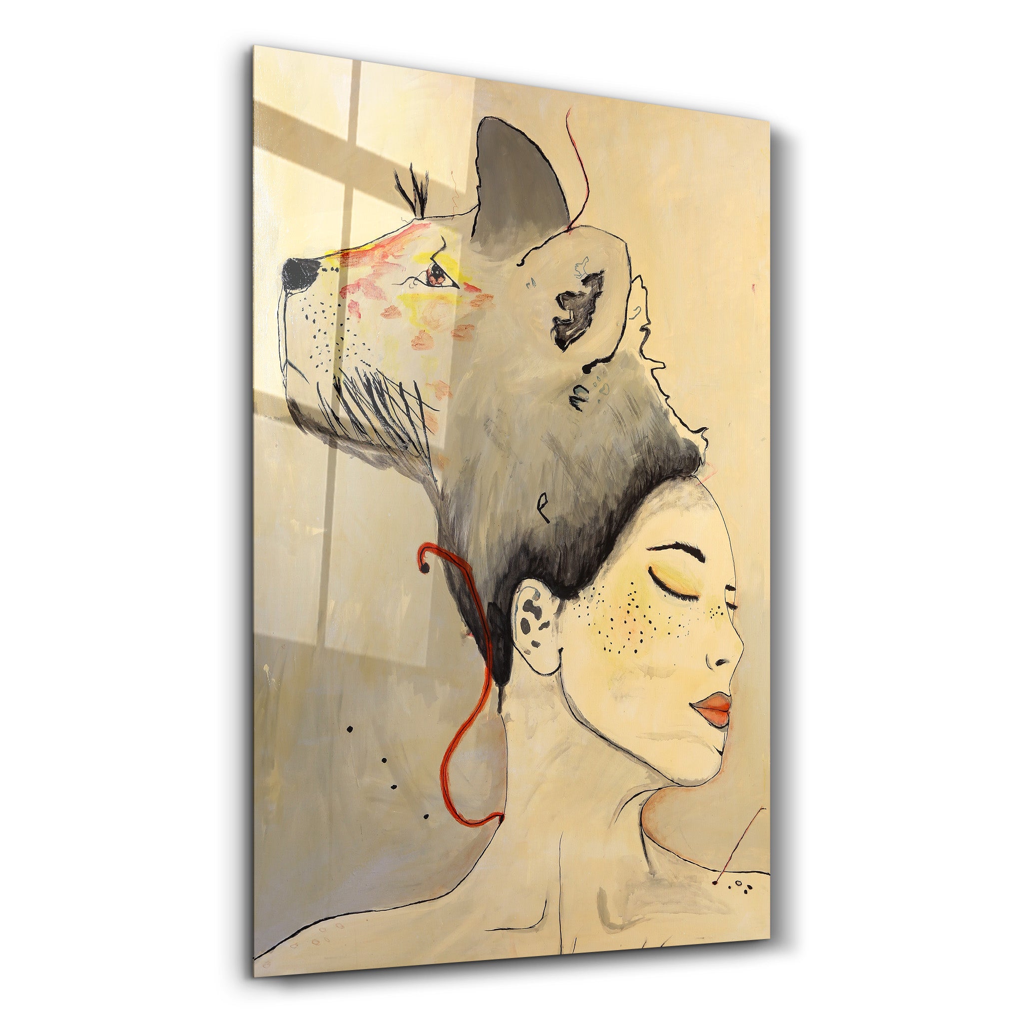 ・"Lady Abstract - Hand-drawn Image"・Glass Wall Art - ArtDesigna Glass Printing Wall Art