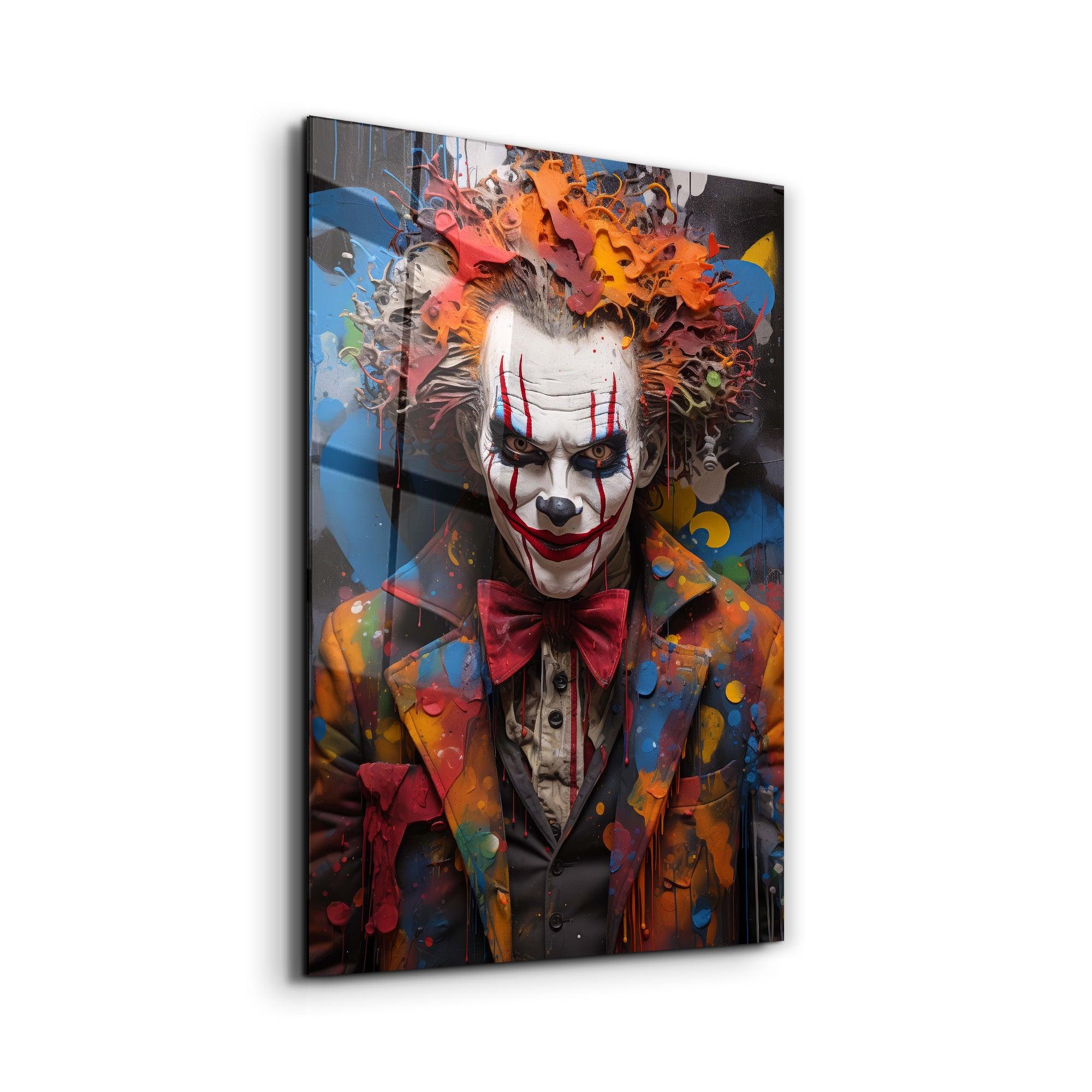 The Clown - Glass Wall Art - Artdesigna