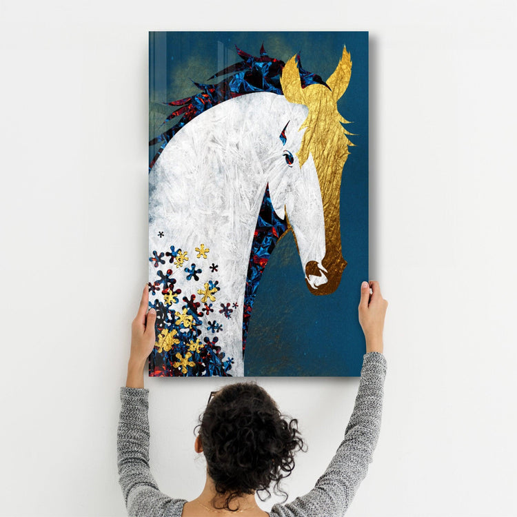 ・"Abstract Puzzle Horse"・Glass Wall Art - ArtDesigna Glass Printing Wall Art