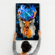 Deer & Moon | Glass Wall Art - ArtDesigna Glass Printing Wall Art
