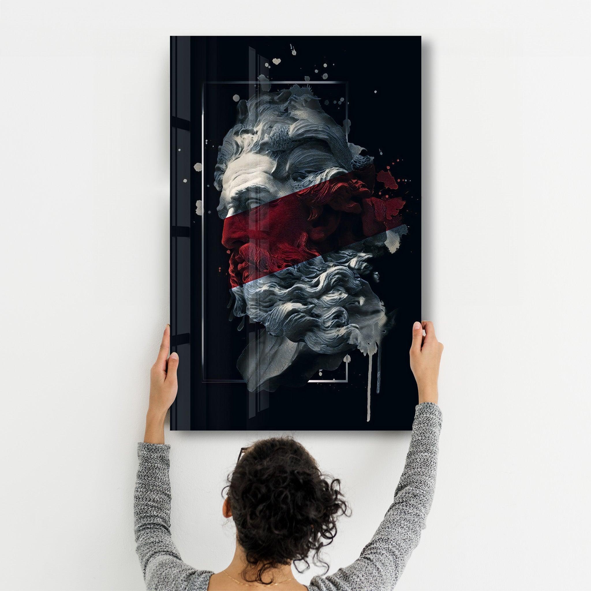 Abstract Red Poseidon | Glass Wall Art - ArtDesigna Glass Printing Wall Art