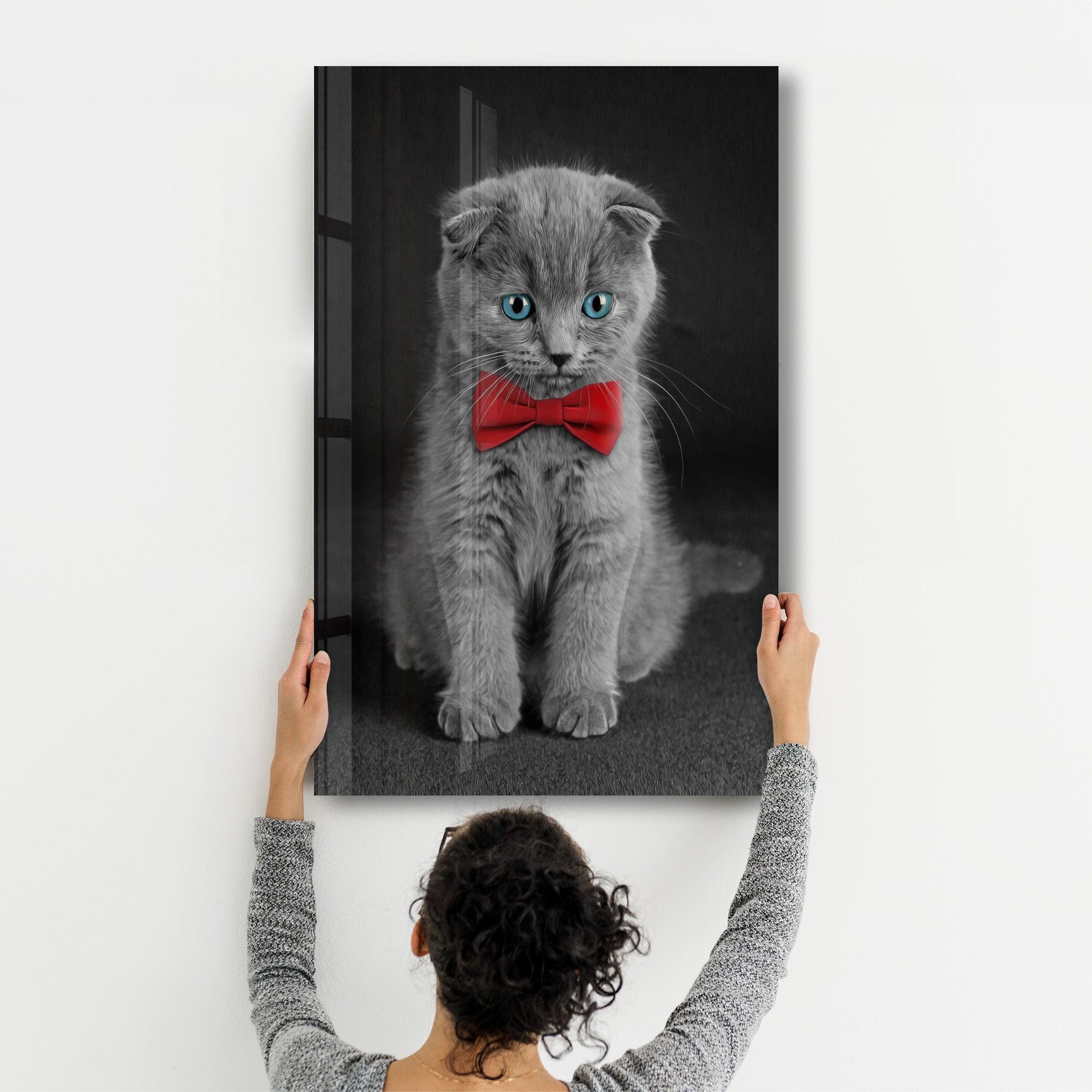 Cat with Bow Tie | Glass Wall Art - ArtDesigna Glass Printing Wall Art
