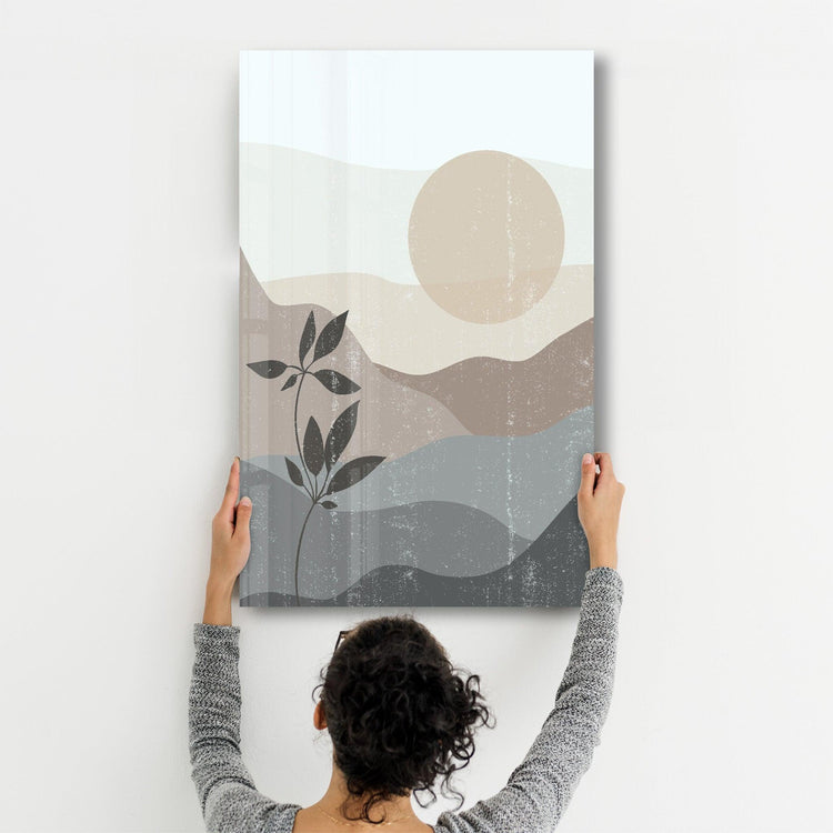 ・"Abstract Flower and Sun"・Glass Wall Art - ArtDesigna Glass Printing Wall Art