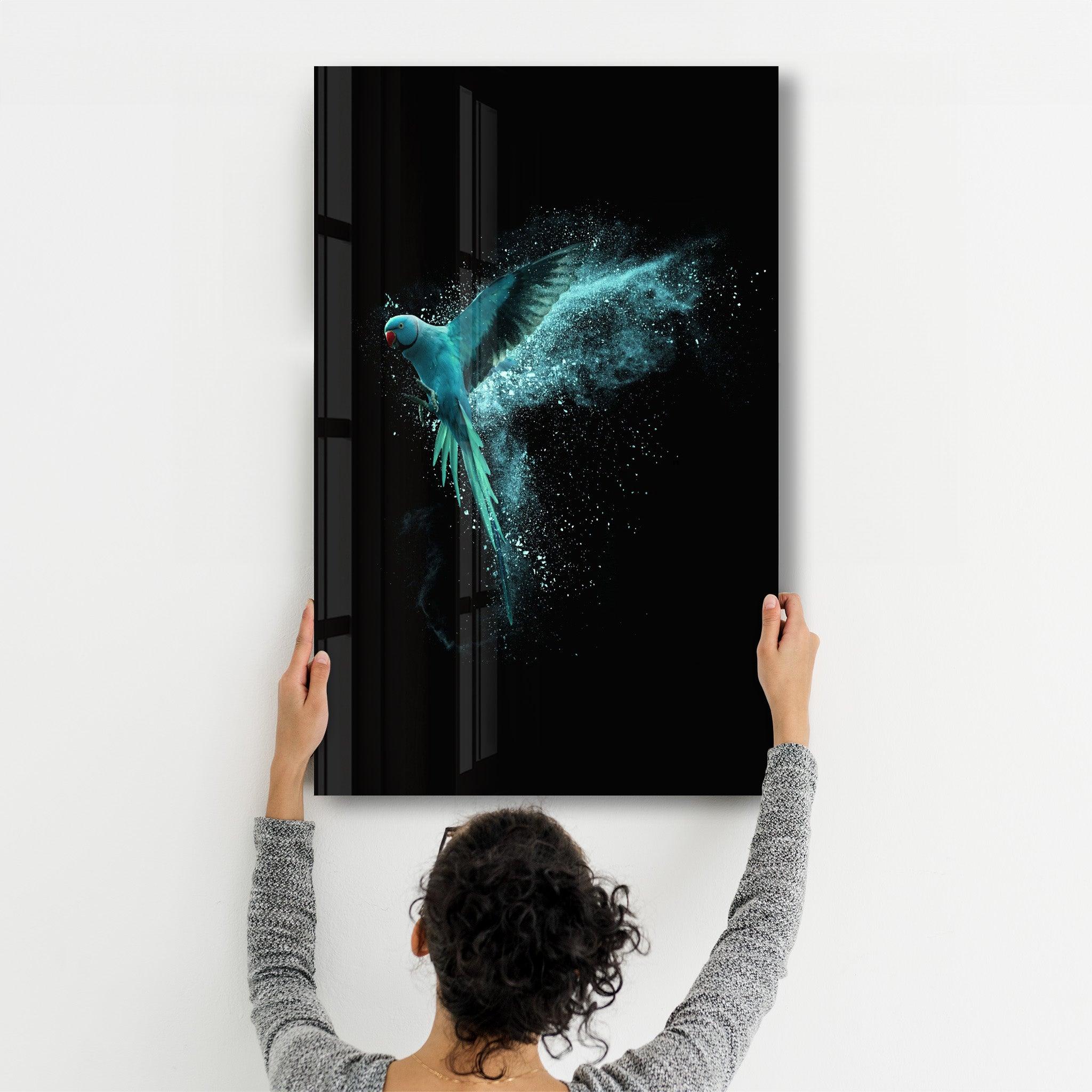 Turquoise Parrot | Glass Wall Art - ArtDesigna Glass Printing Wall Art