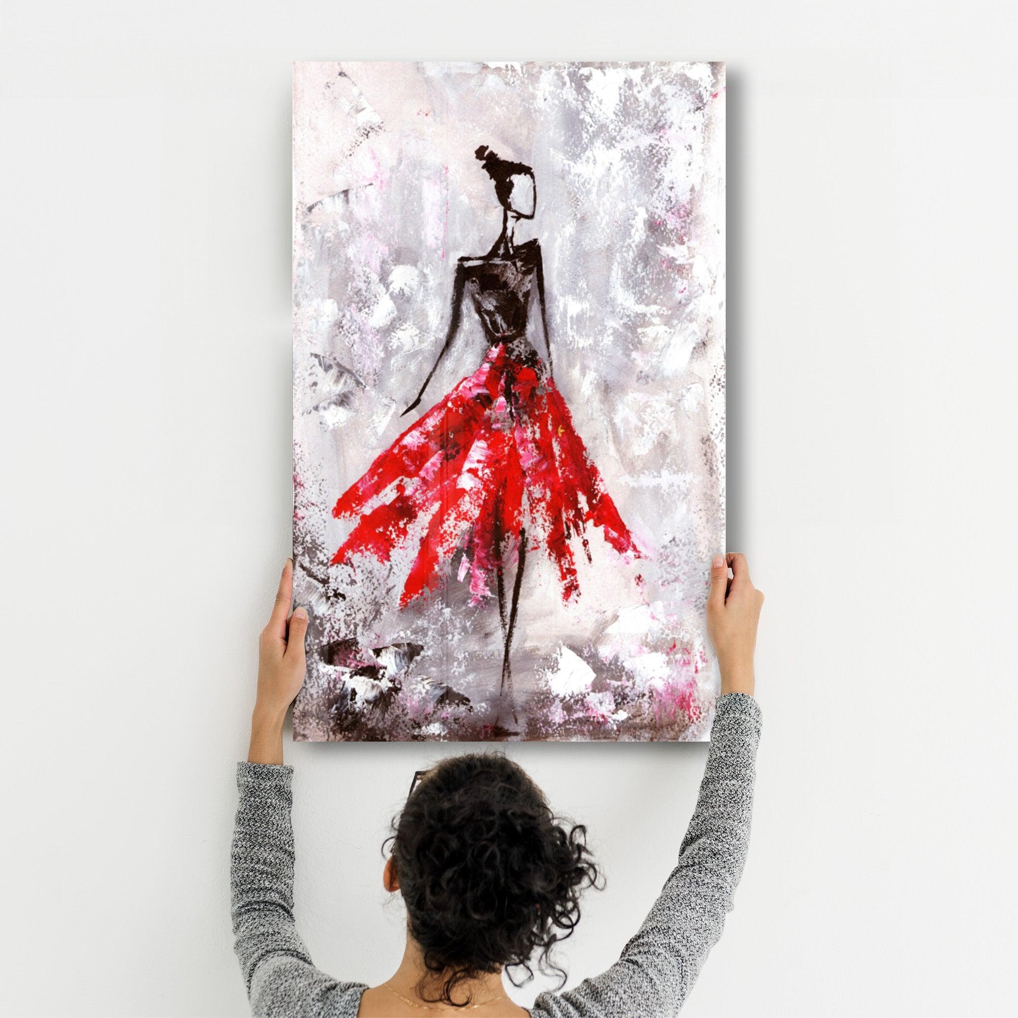 Ballerina (Red) | Glass Wall Art - ArtDesigna Glass Printing Wall Art