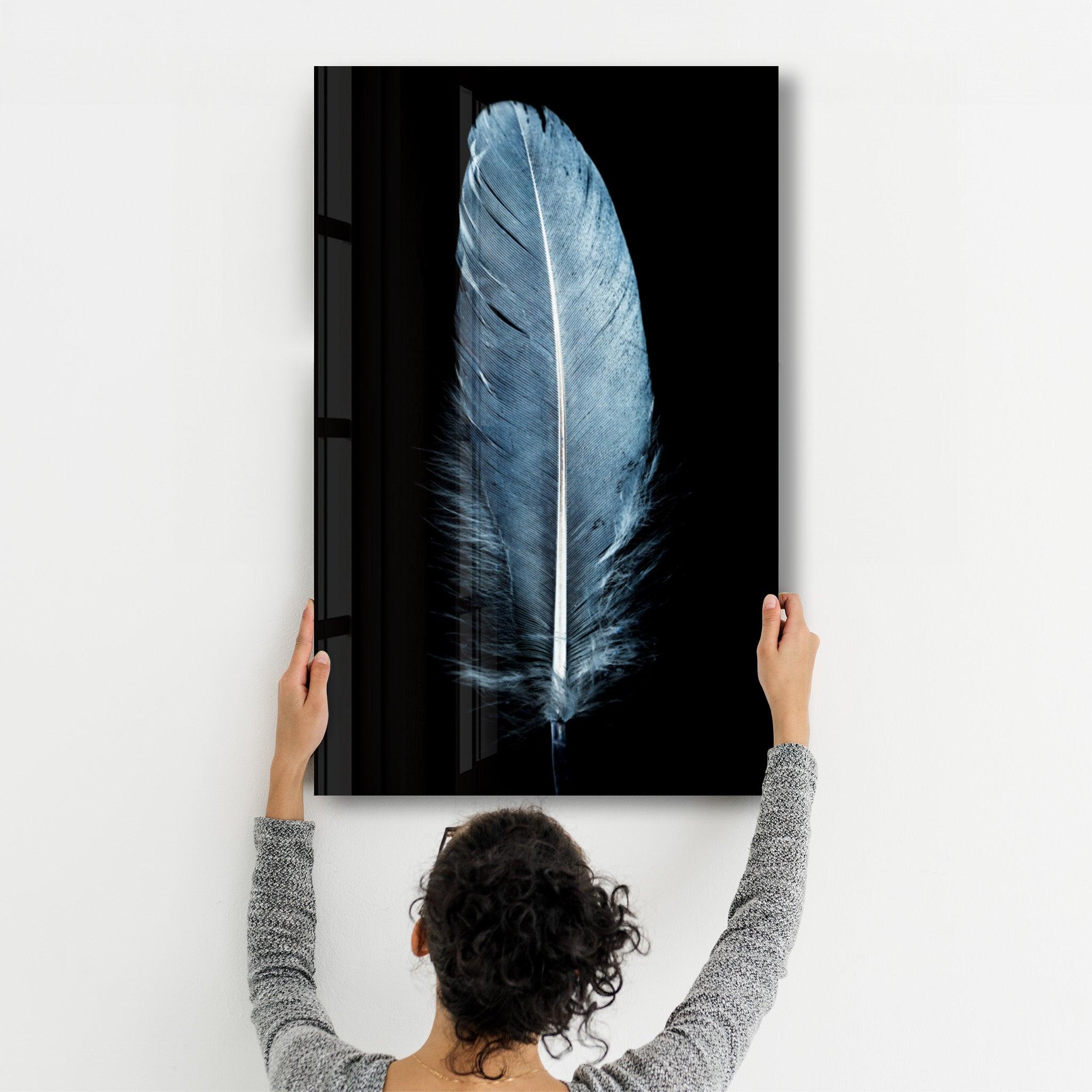 Blue Feather | Glass Wall Art - ArtDesigna Glass Printing Wall Art