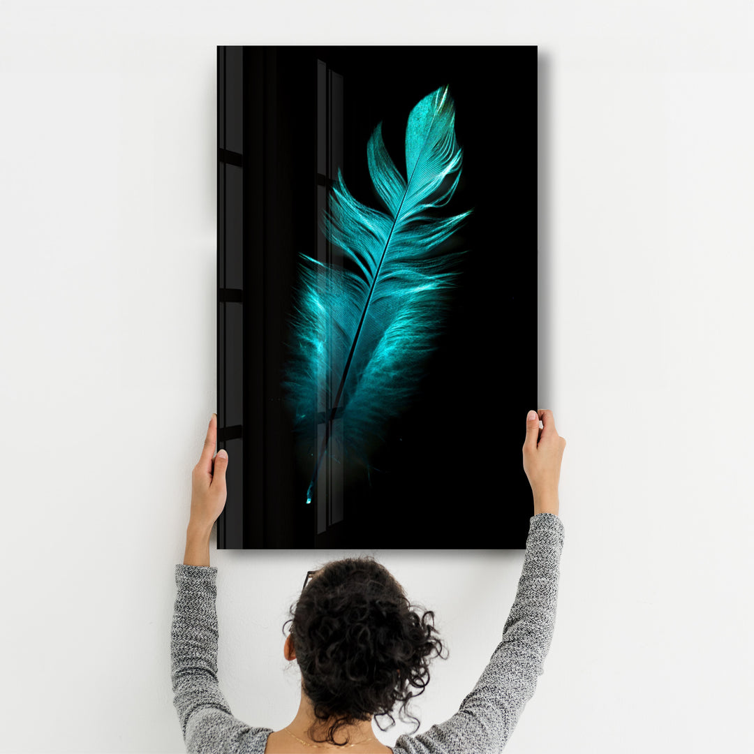 ・"Green Feather"・Glass Wall Art - ArtDesigna Glass Printing Wall Art