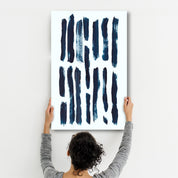 Blue Brush Marks V2 | Glass Wall Art - ArtDesigna Glass Printing Wall Art