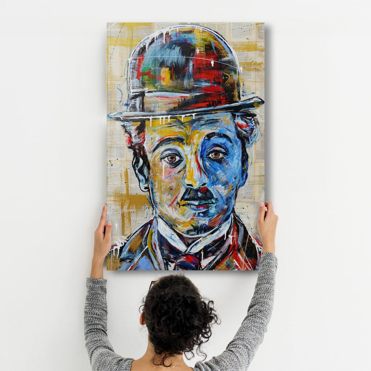 ・"Abstract Chaplin Portrait"・Glass Wall Art - ArtDesigna Glass Printing Wall Art