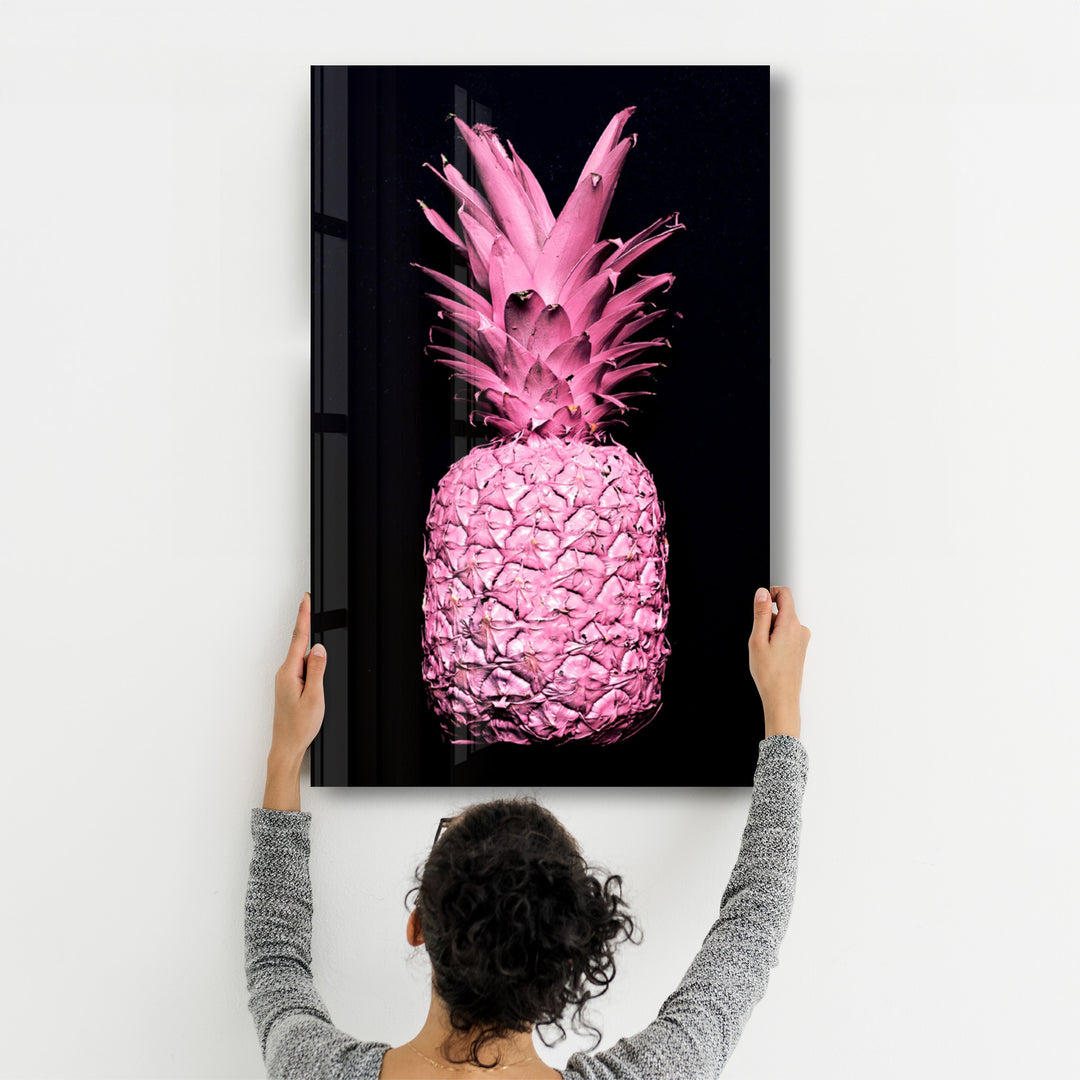 ・"Pink Pineapple V2"・Glass Wall Art - ArtDesigna Glass Printing Wall Art