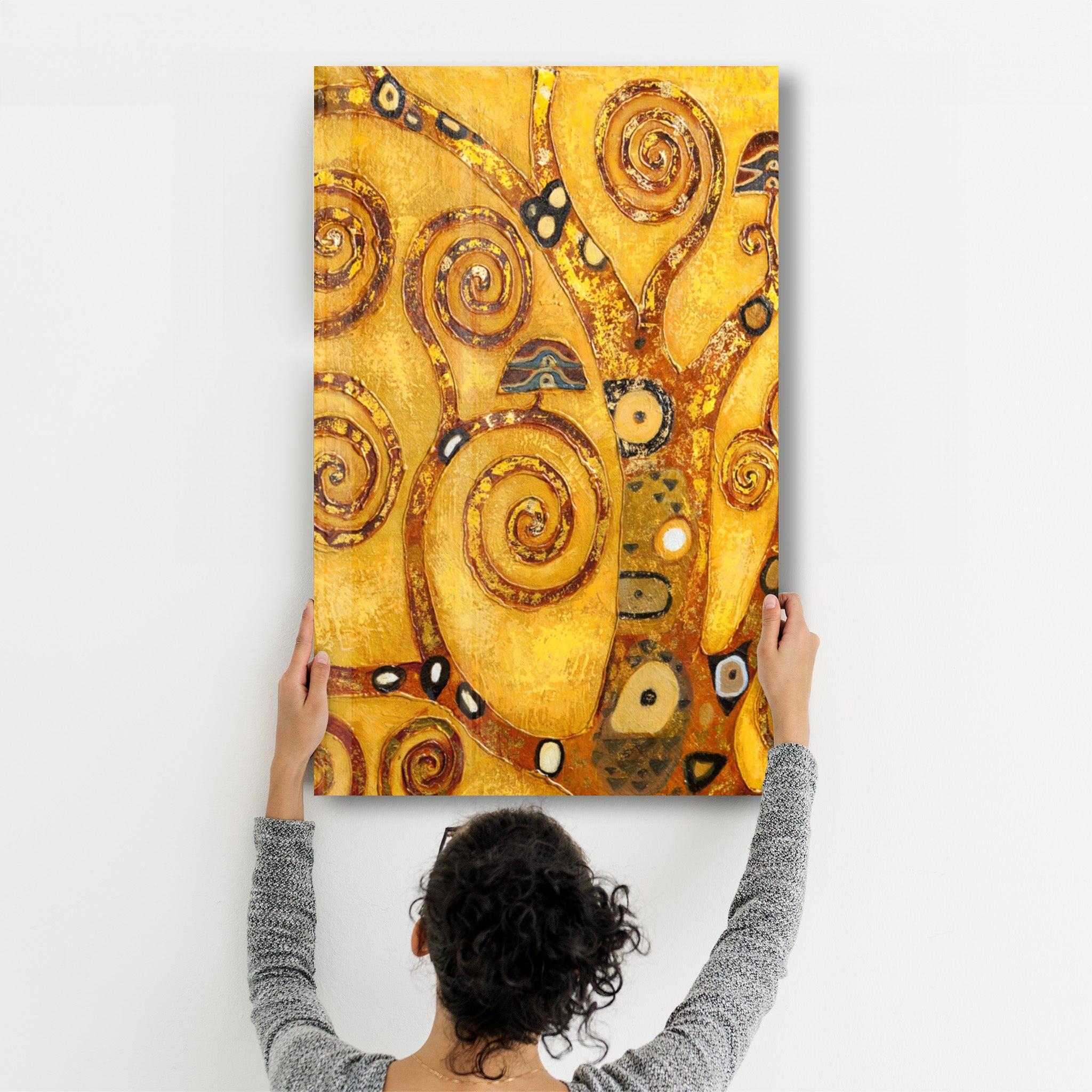 Abstract Golden Tree | Glass Wall Art - ArtDesigna Glass Printing Wall Art