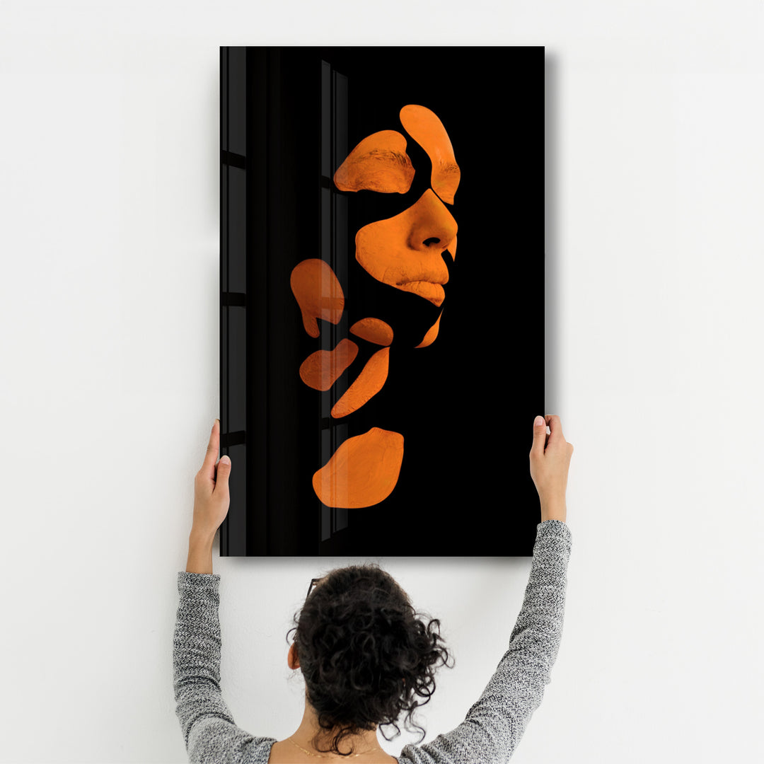 ・"Mysterious Orange Face"・Glass Wall Art - ArtDesigna Glass Printing Wall Art