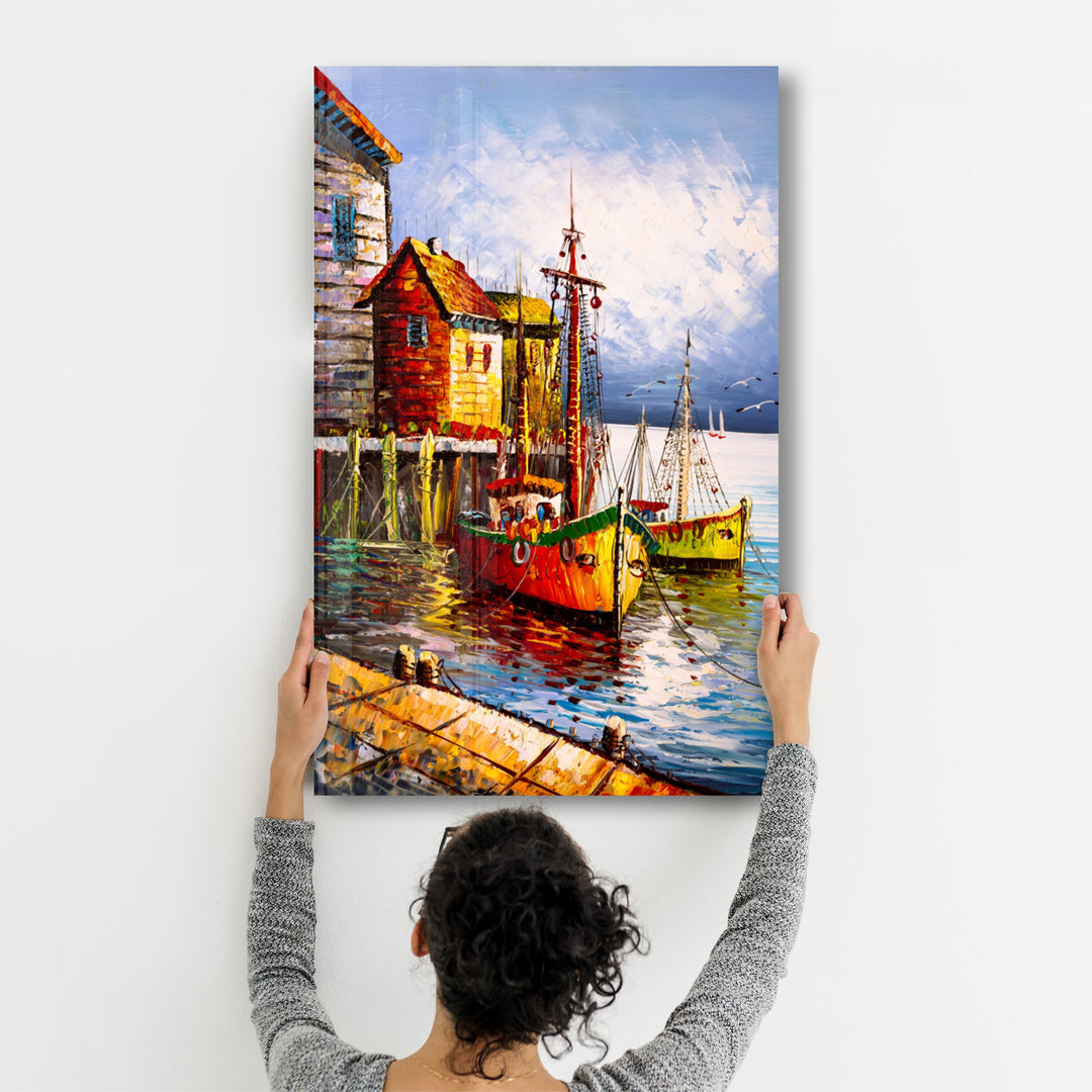 ・"Boats and Houses"・Glass Wall Art - ArtDesigna Glass Printing Wall Art