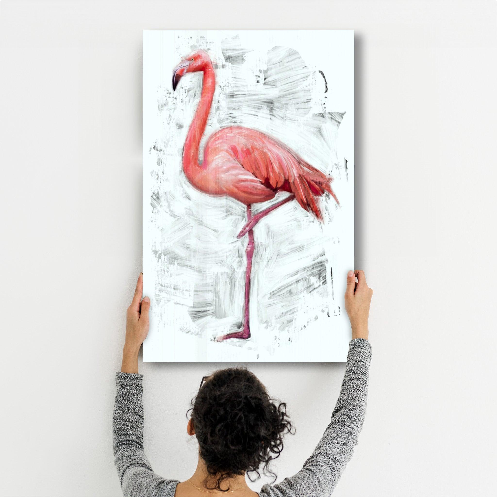 Abstract Flamingo | Glass Wall Art - ArtDesigna Glass Printing Wall Art