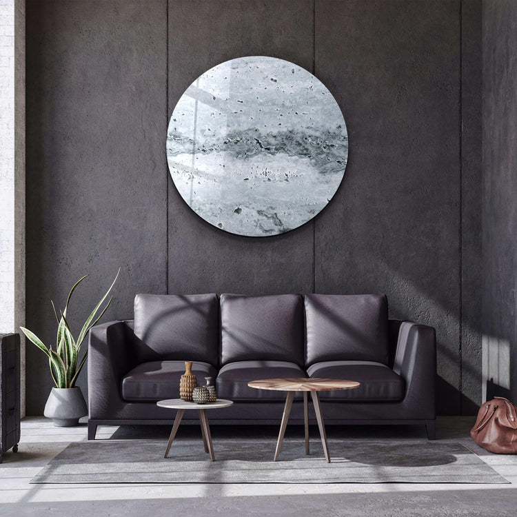 ・"Travertine Stone - Light Gray"・Rounded Glass Wall Art - ArtDesigna Glass Printing Wall Art