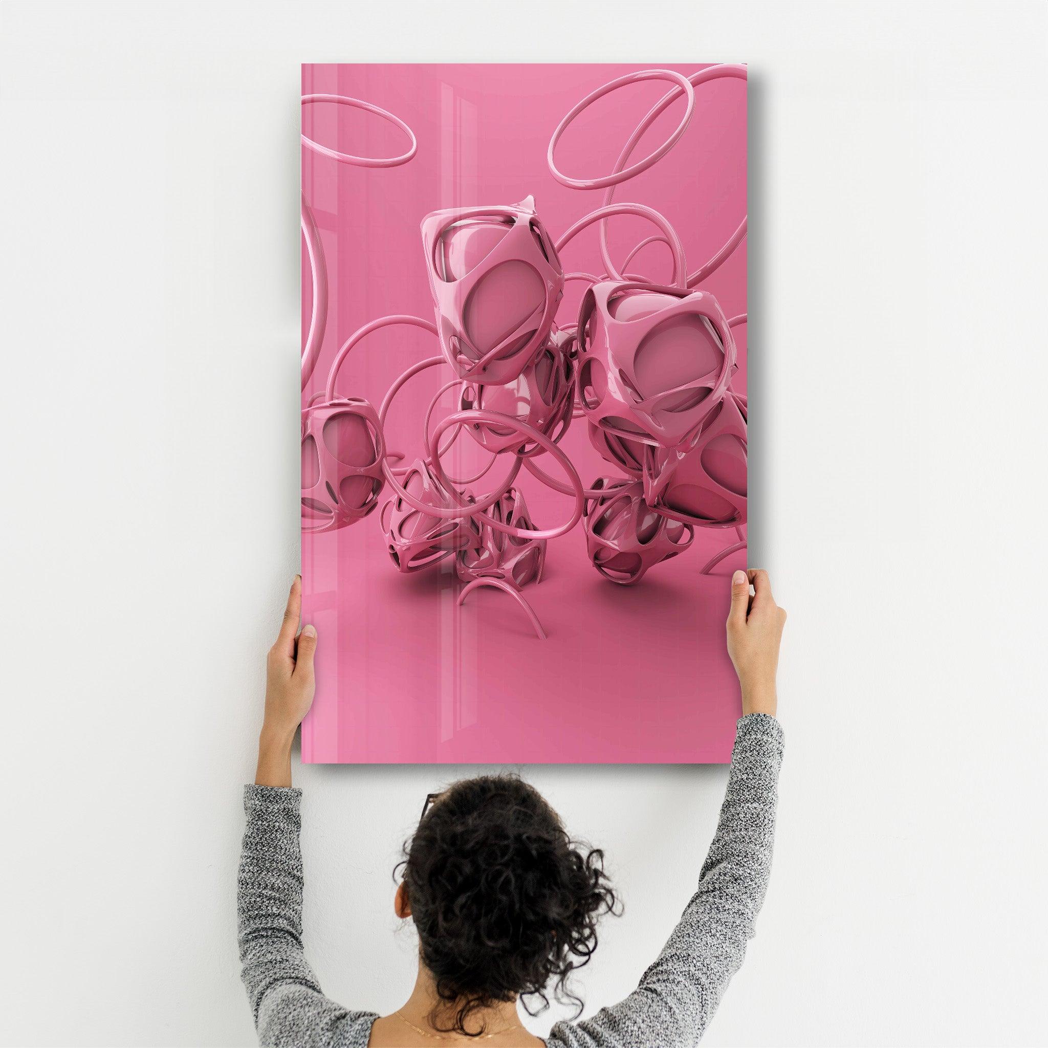 Abstract Pink Modern Design | Designer's Collection Glass Wall Art - ArtDesigna Glass Printing Wall Art
