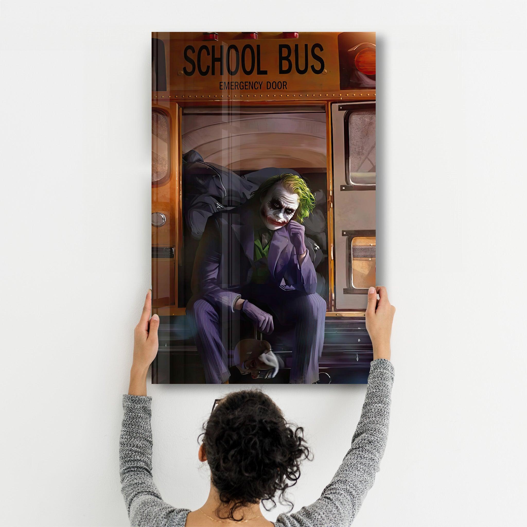 School Bus - Joker | Designer's Collection Glass Wall Art - ArtDesigna Glass Printing Wall Art
