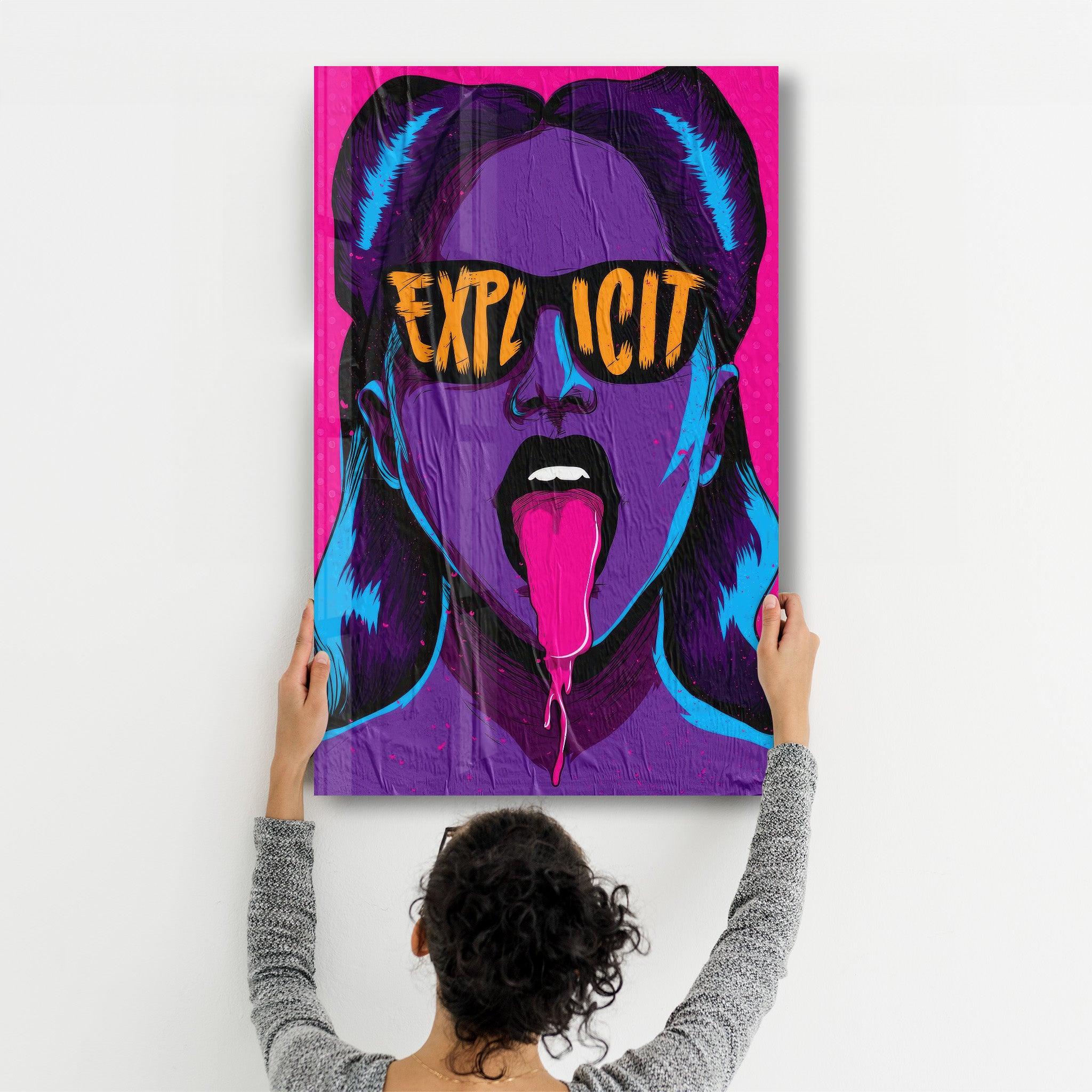 Explicit - Purple | Designer's Collection Glass Wall Art - ArtDesigna Glass Printing Wall Art