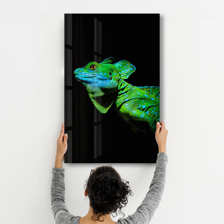 ・"Iguana Green"・Designer's Collection Glass Wall Art - ArtDesigna Glass Printing Wall Art