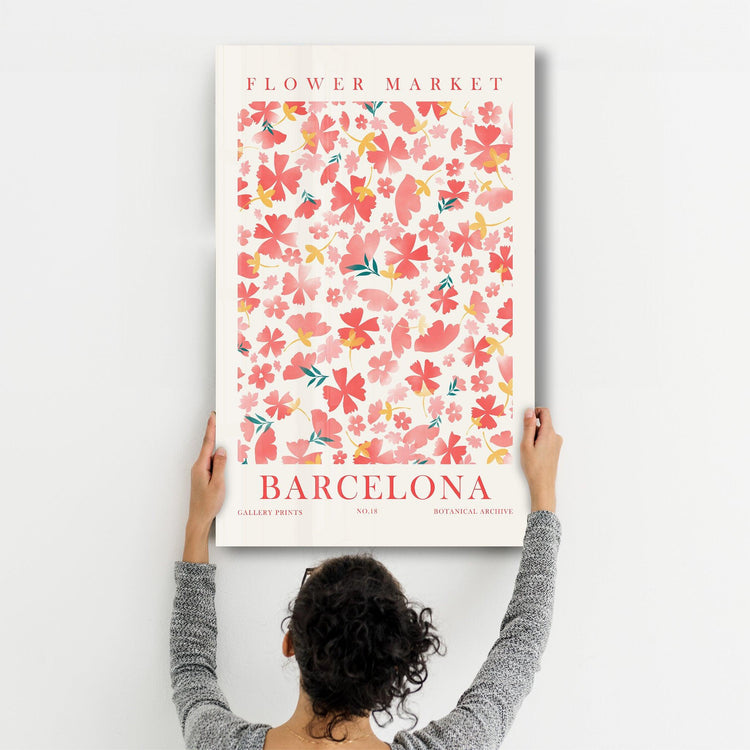 ・"Flower Market No:18 Barcelona"・Gallery Print Collection Glass Wall Art - ArtDesigna Glass Printing Wall Art