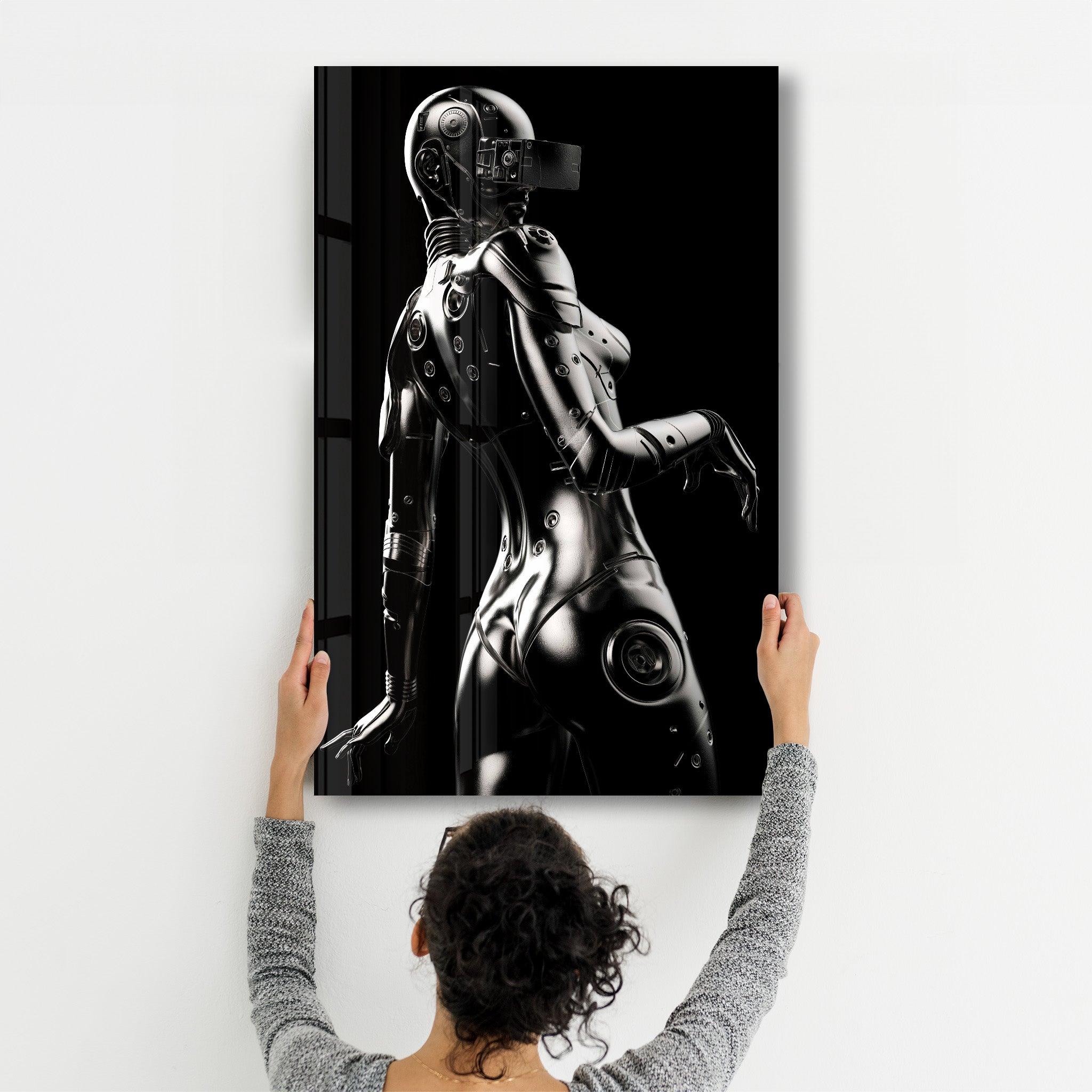 Robo Girl Silver | Designer's Collection Glass Wall Art - ArtDesigna Glass Printing Wall Art