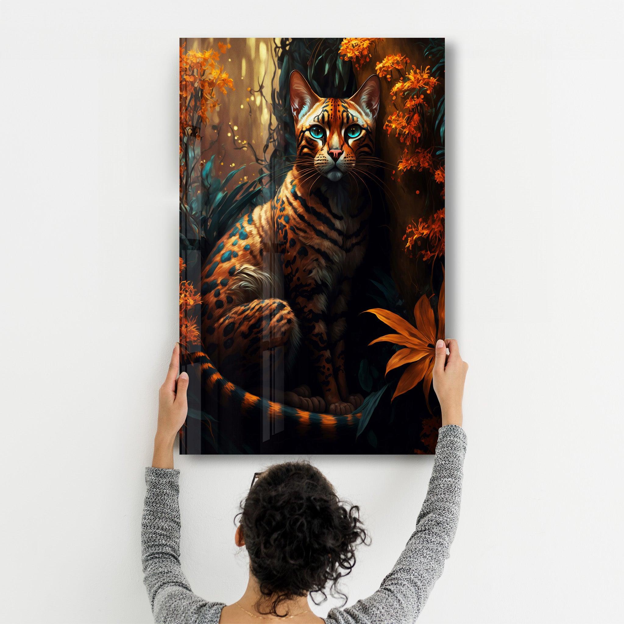 Forest Cat | Secret World Collection Glass Wall Art - ArtDesigna Glass Printing Wall Art