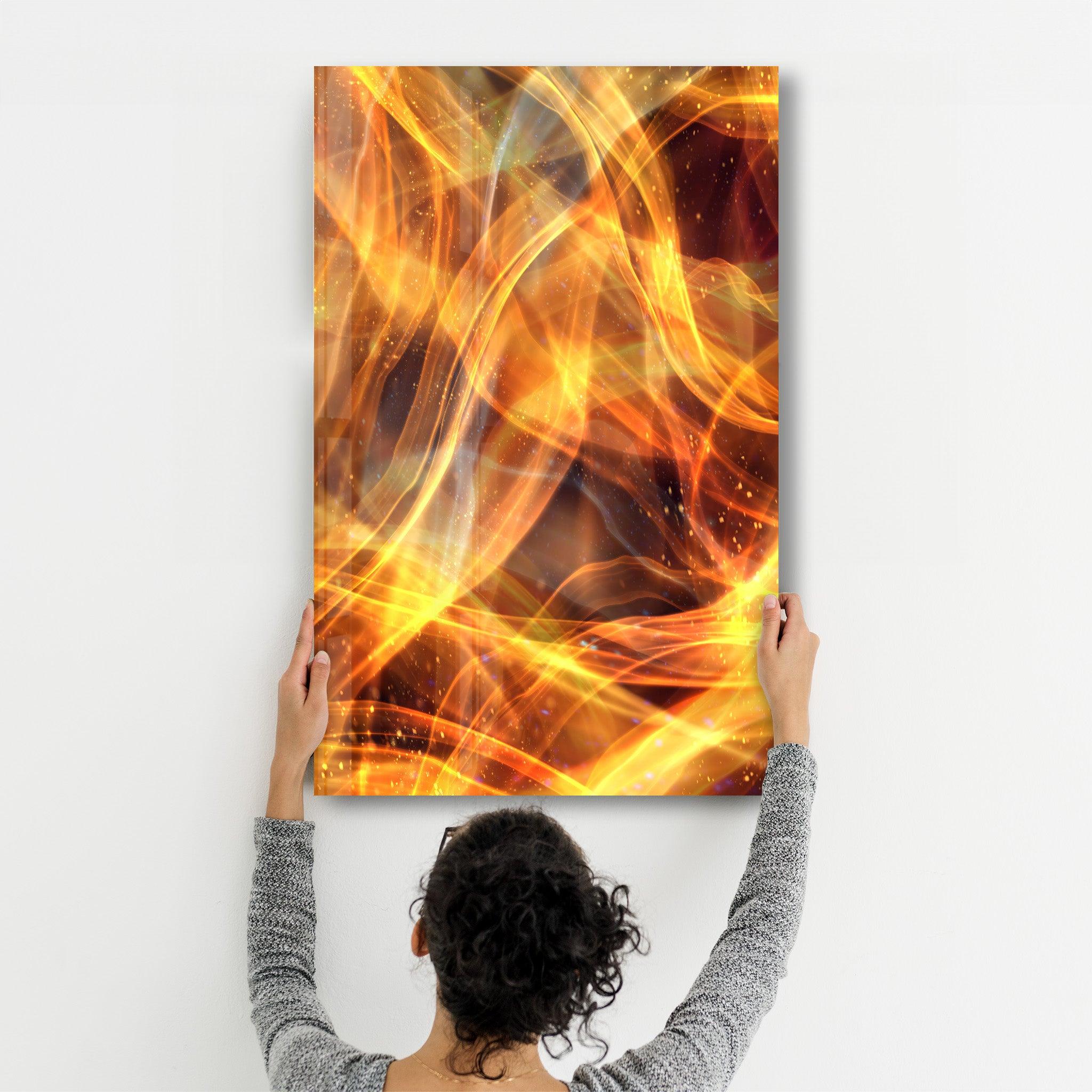 Flame Brush Strokes | Glass Wall Art - ArtDesigna Glass Printing Wall Art