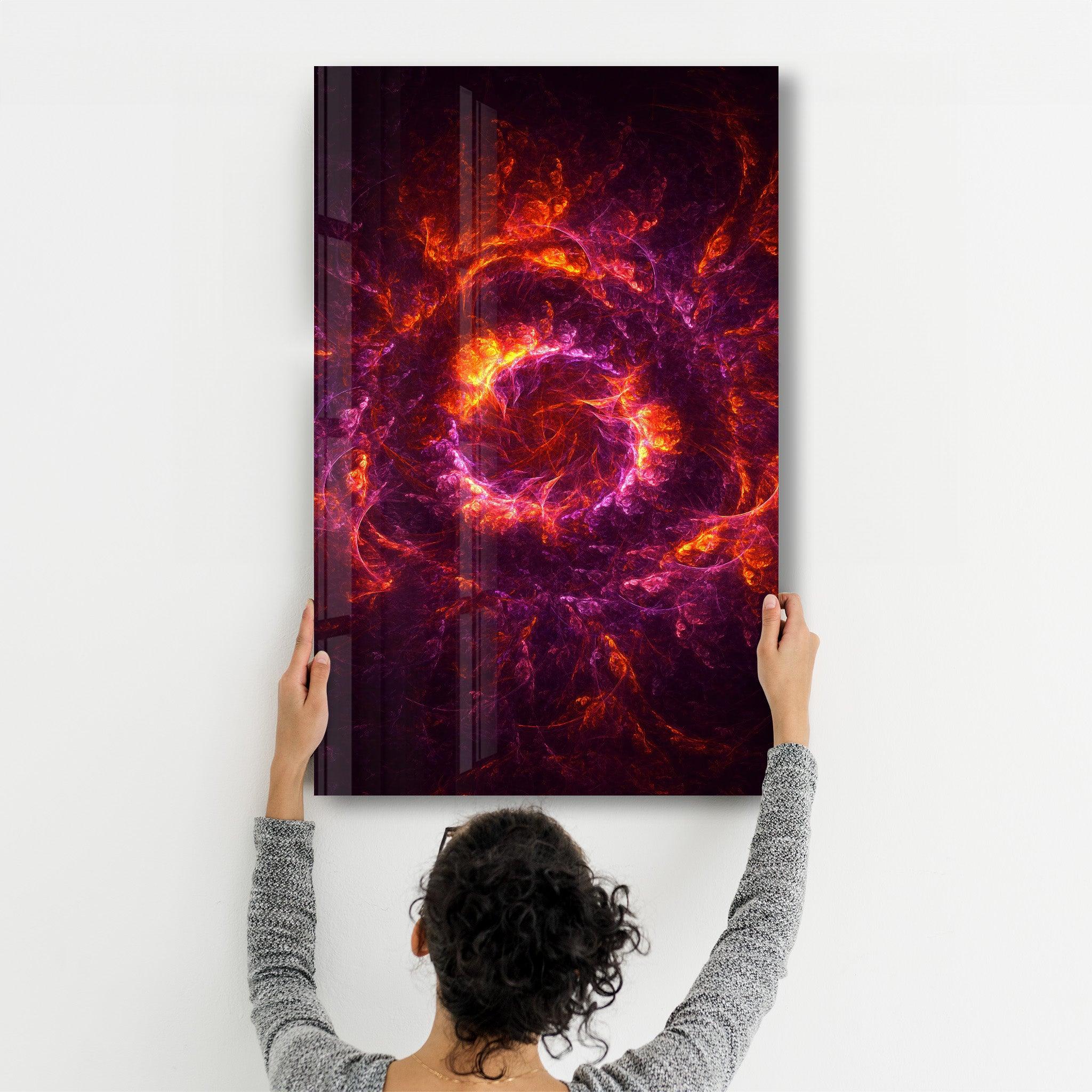 Purple & Red Flames | Glass Wall Art - ArtDesigna Glass Printing Wall Art