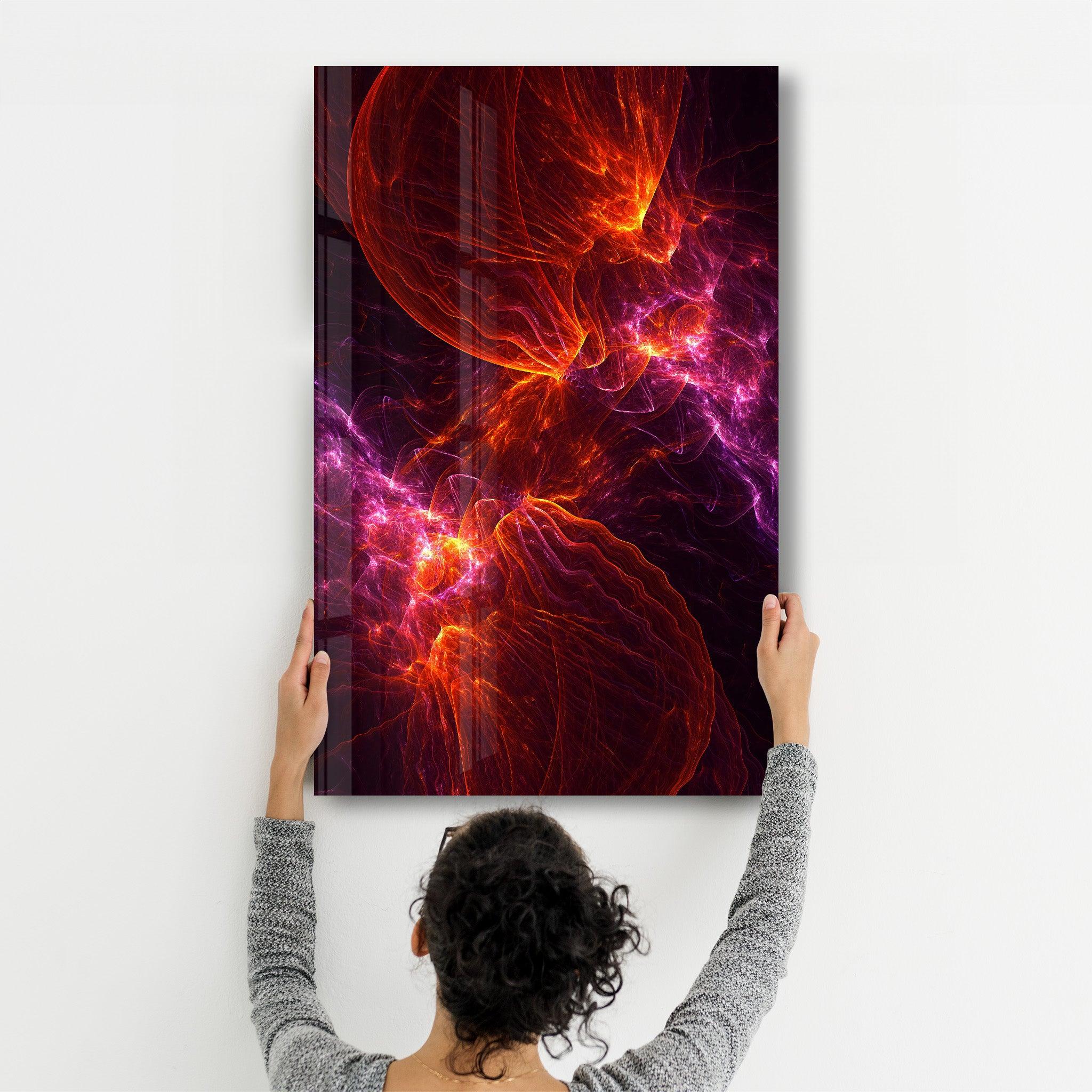 Purple & Red Flames 2 | Glass Wall Art - ArtDesigna Glass Printing Wall Art