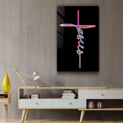 Jesus & Cross | Designers Collection Glass Wall Art - ArtDesigna Glass Printing Wall Art