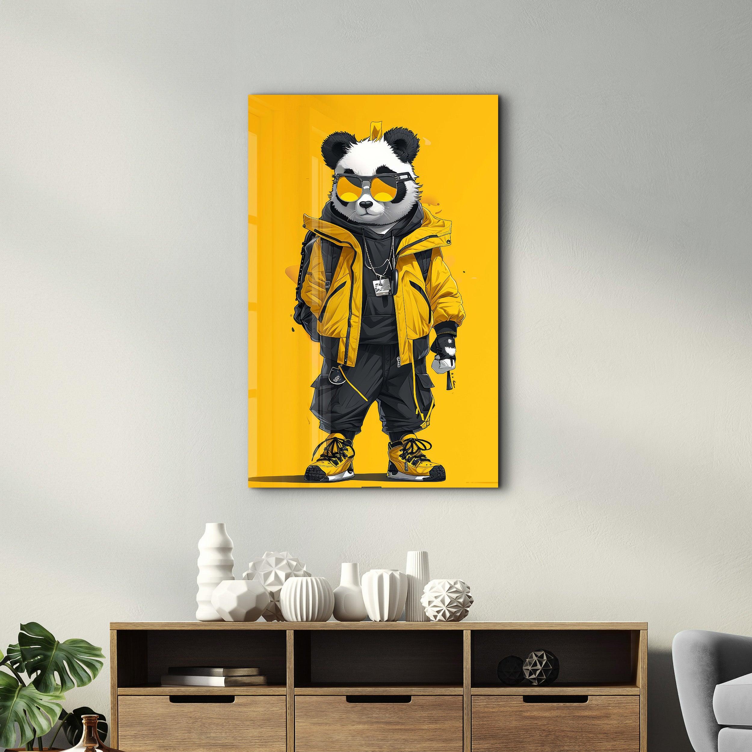 Stylish Panda - Glass Wall Art - ArtDesigna Glass Printing Wall Art