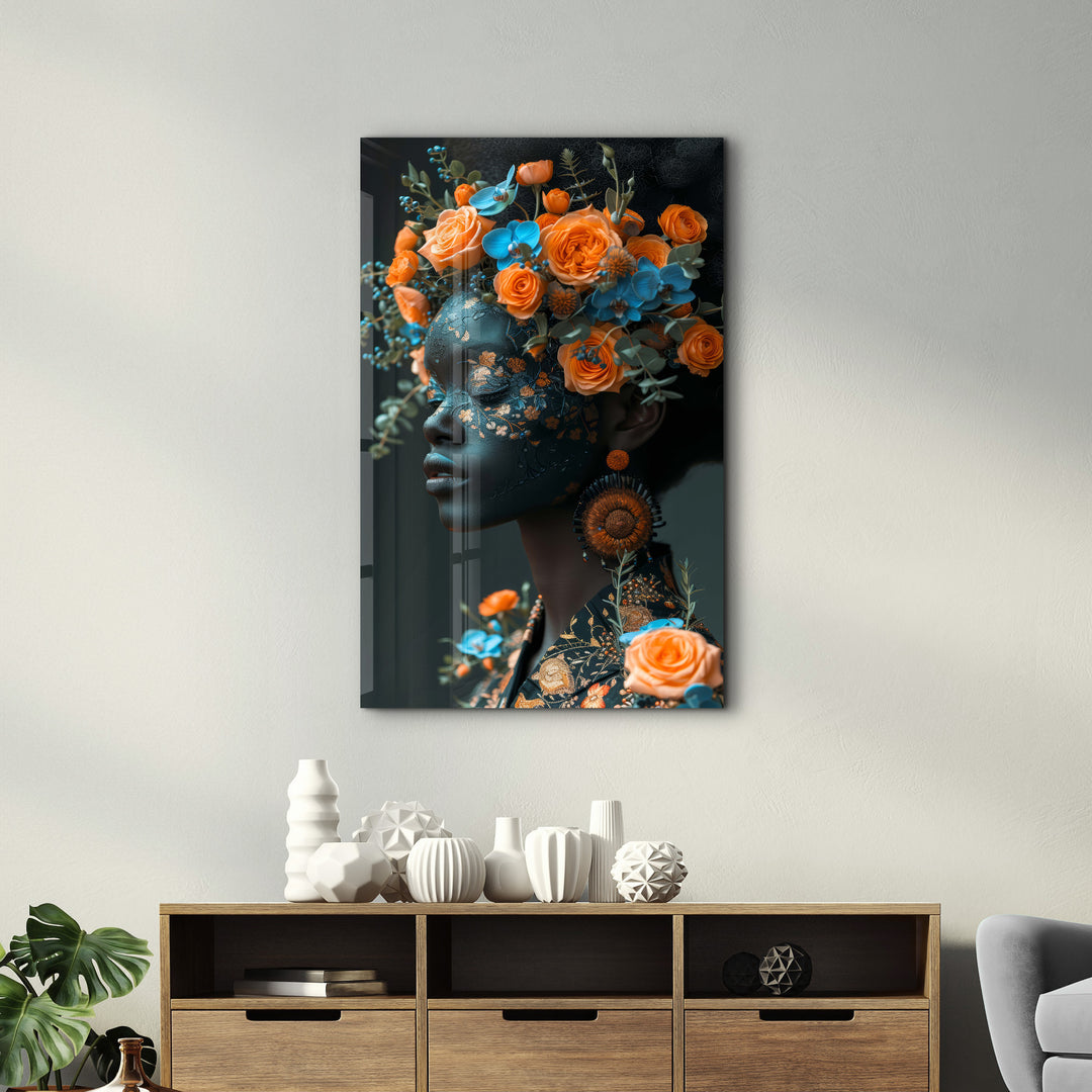 Orange Roses - Glass Wall Art