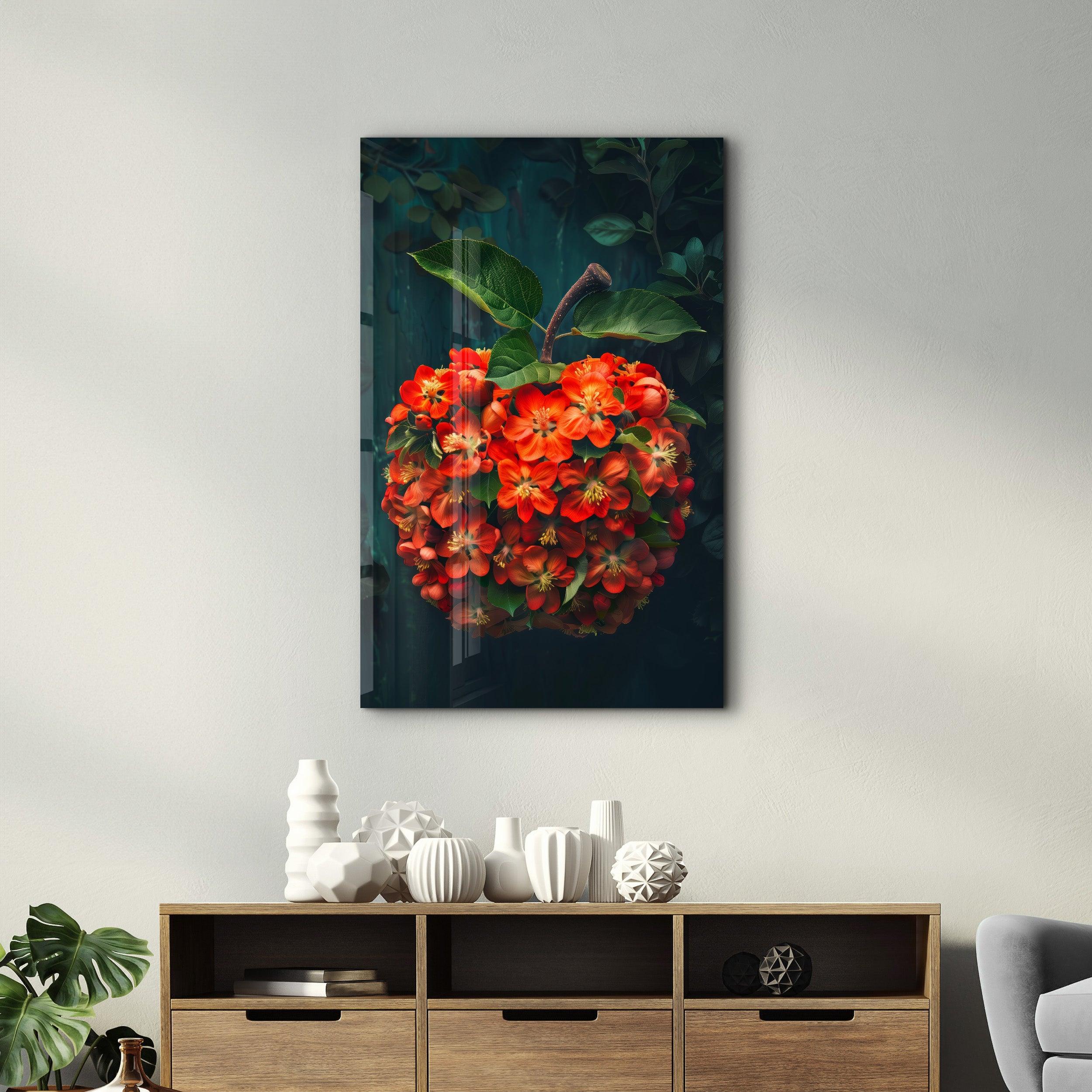 Apple Flowers - Contemporary Glass Wall Art - ArtDesigna Glass Printing Wall Art