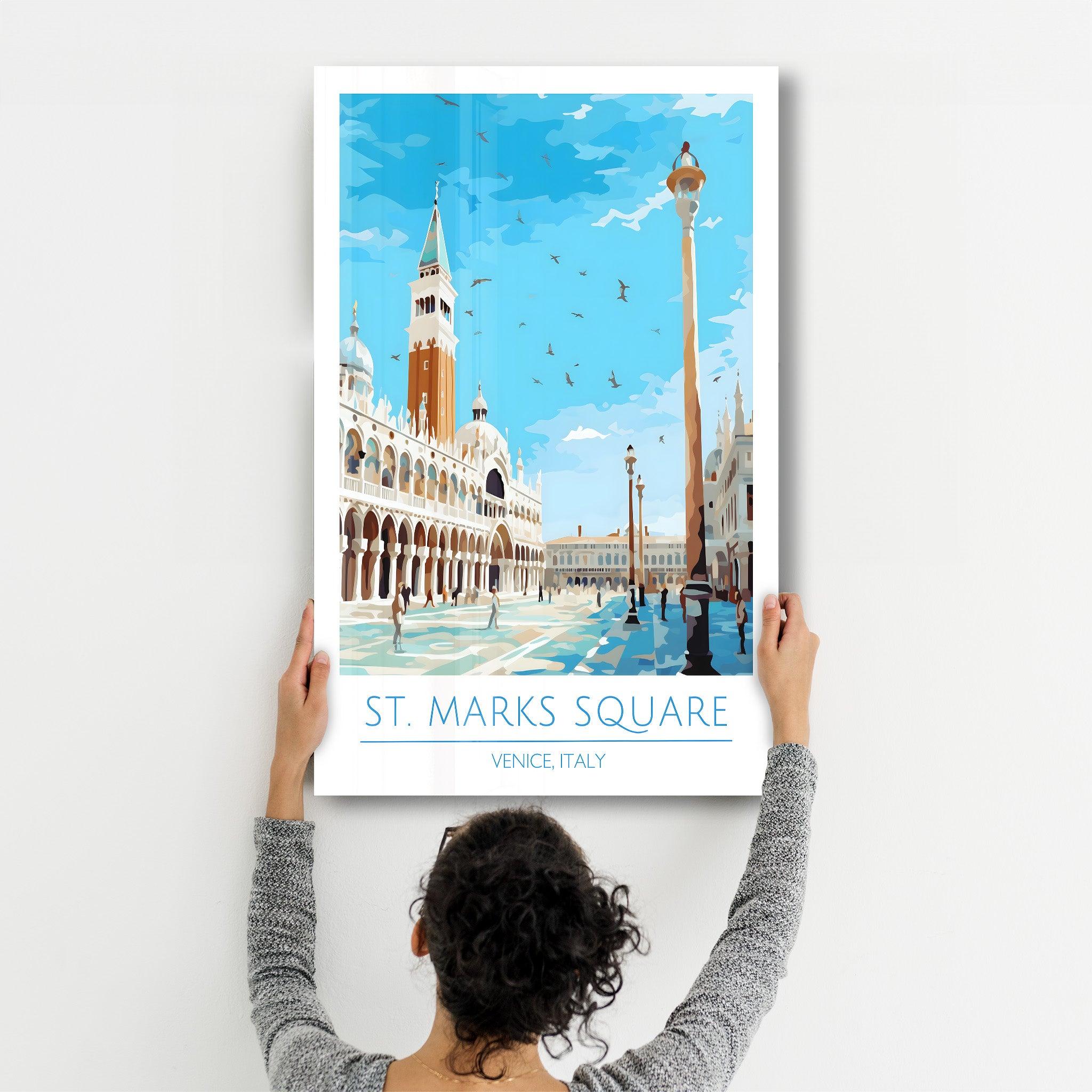 St. Marks Sqaure-Venice Italy-Travel Posters | Glass Wall Art - ArtDesigna Glass Printing Wall Art