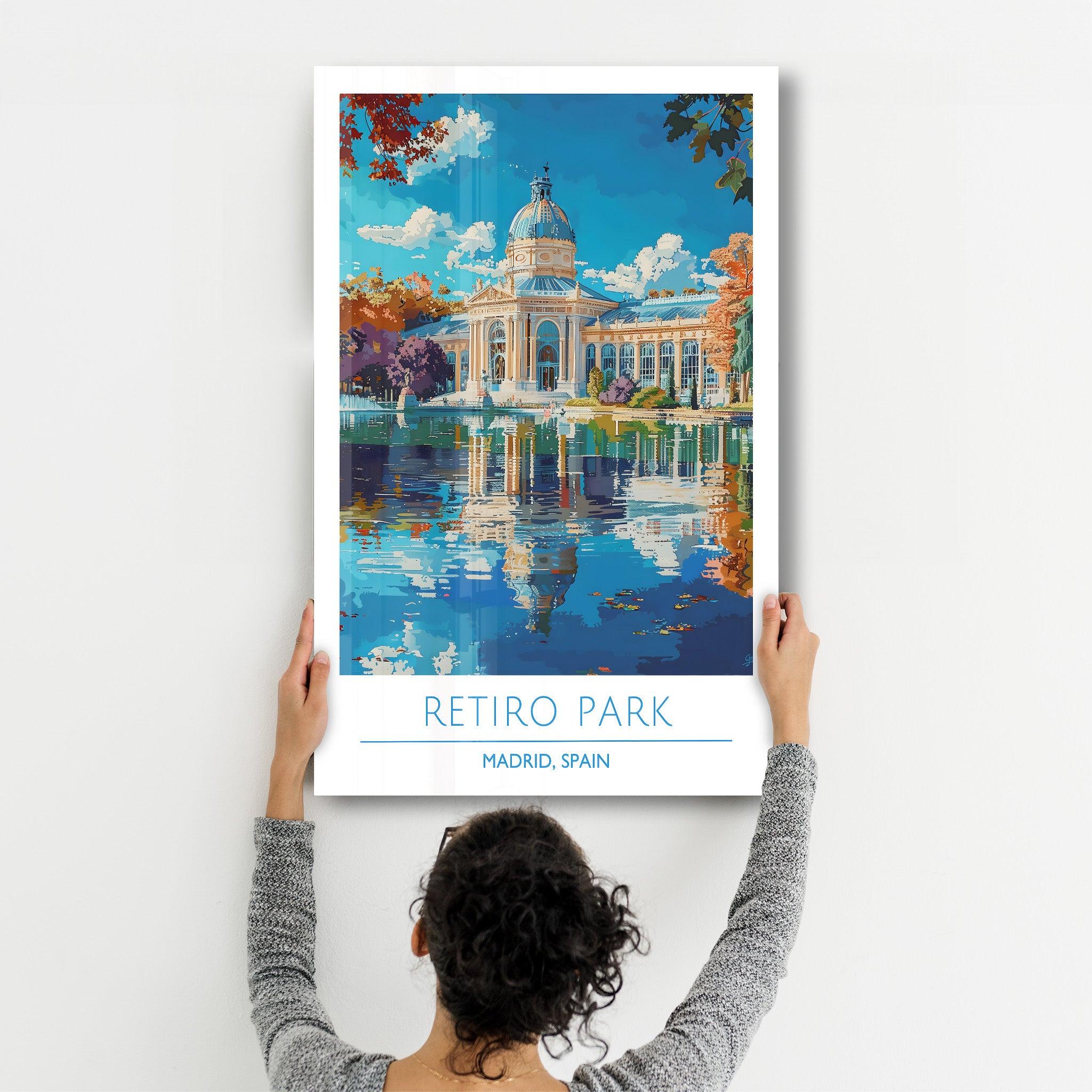 Reitro Park-Madrid Spain-Travel Posters | Glass Wall Art - ArtDesigna Glass Printing Wall Art