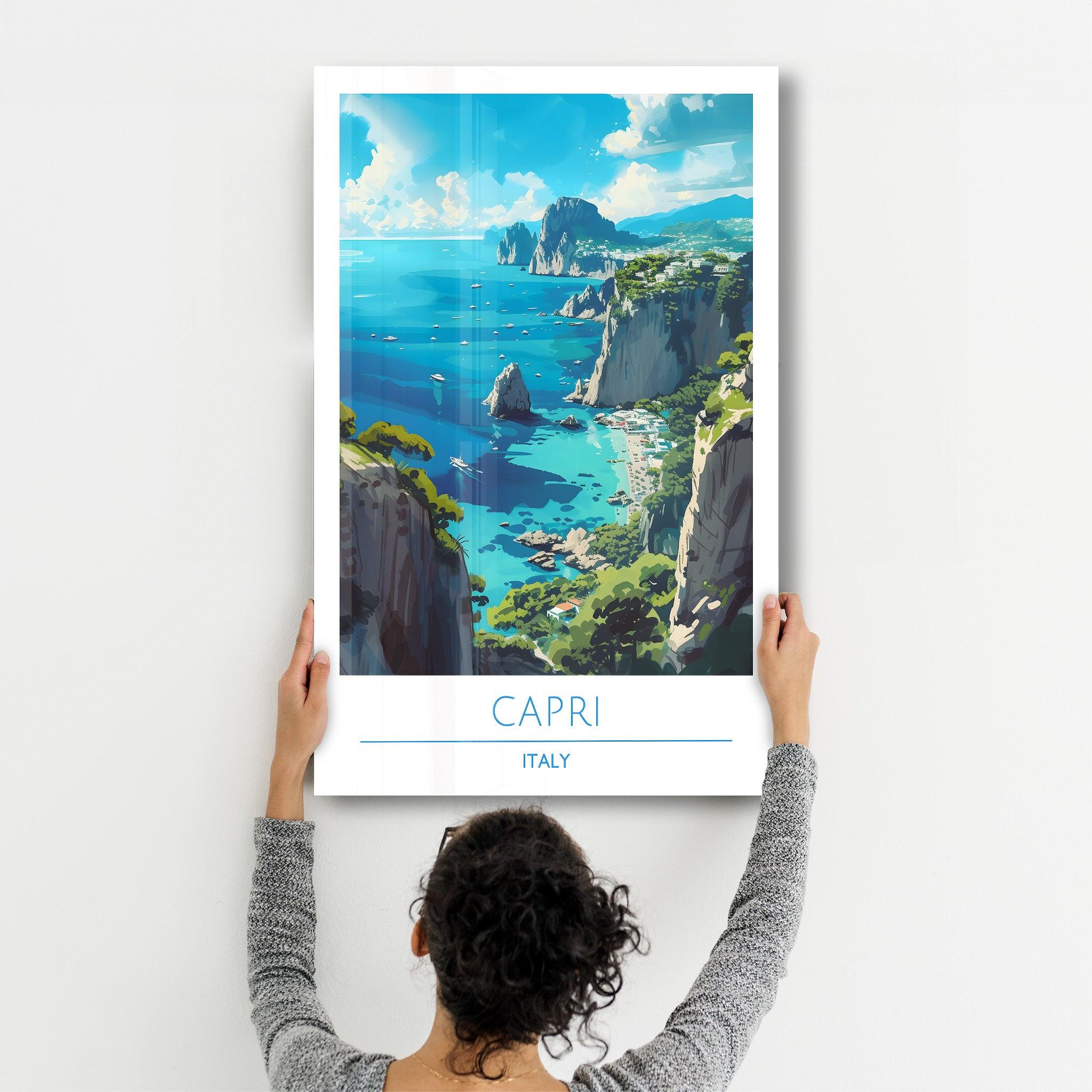 Capri Italy-Travel Posters | Glass Wall Art - ArtDesigna Glass Printing Wall Art