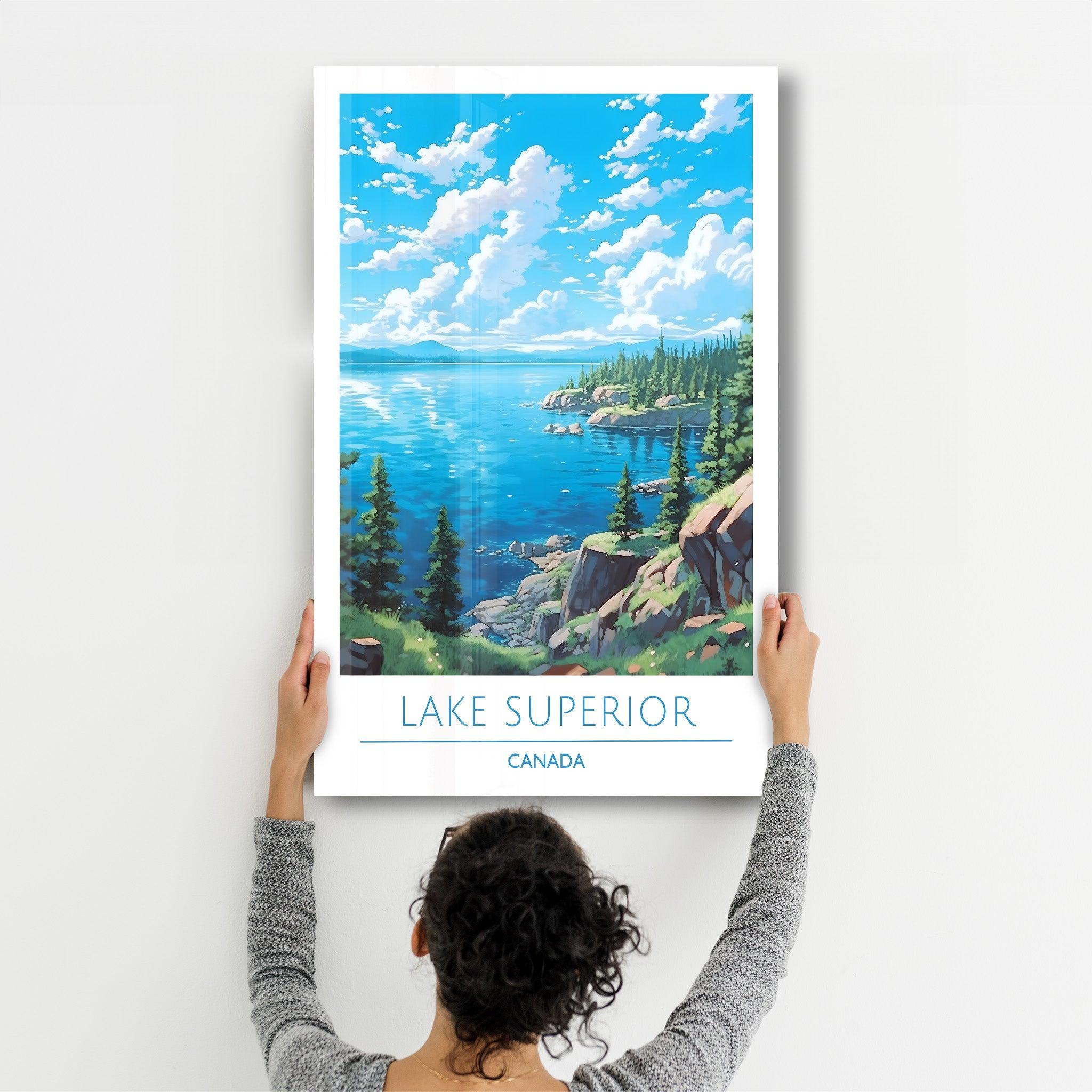 Lake Superior Canada-Travel Posters | Glass Wall Art - ArtDesigna Glass Printing Wall Art