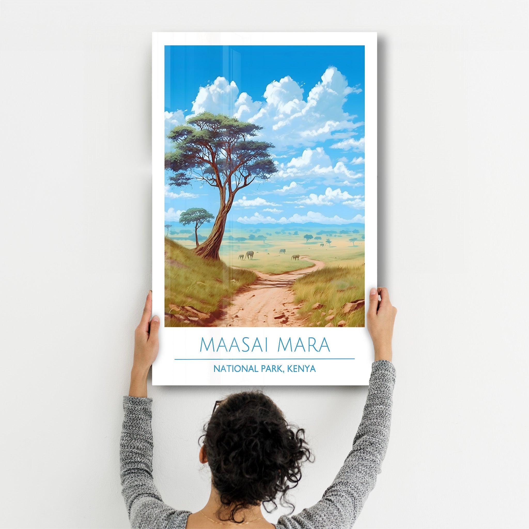 Maasai Mara- National Park Kenya-Travel Posters | Glass Wall Art - ArtDesigna Glass Printing Wall Art