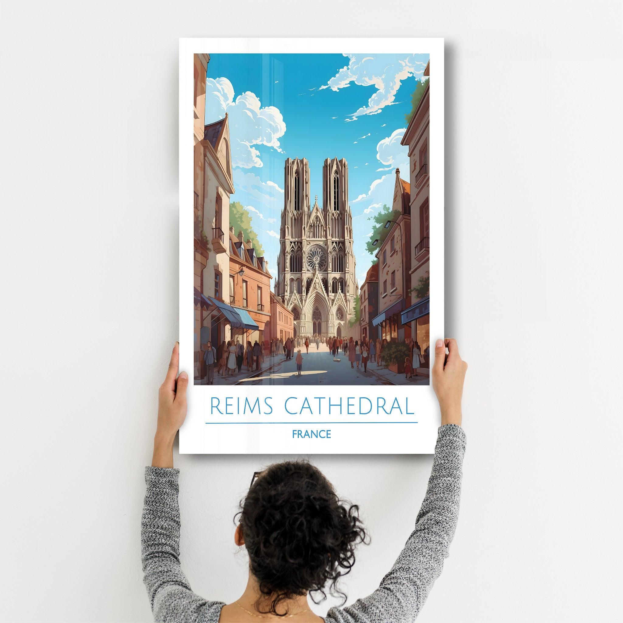 Reims Cathedral France-Travel Posters | Glass Wall Art - ArtDesigna Glass Printing Wall Art