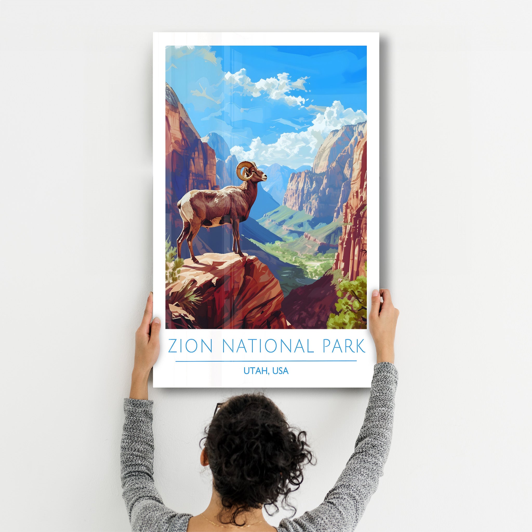Zion National Park-Utah USA-Travel Posters | Glass Wall Art