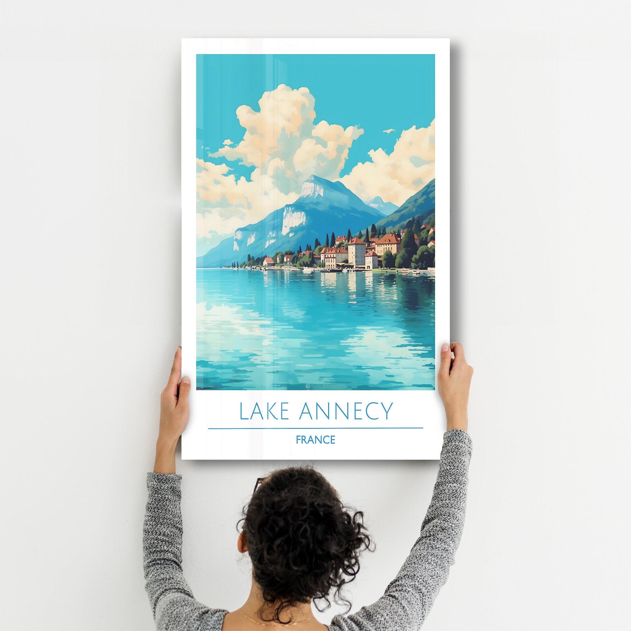 Lake Annecy France-Travel Posters | Glass Wall Art - ArtDesigna Glass Printing Wall Art
