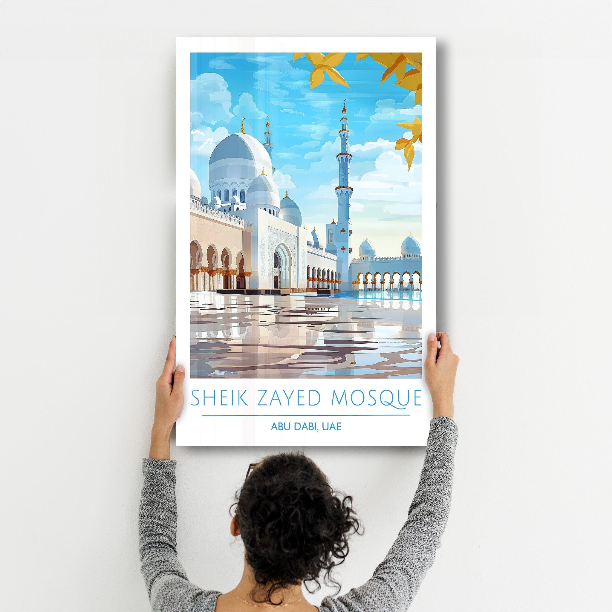 Sheik Zayed Mosque-Abu Dabi UAE-Travel Posters | Glass Wall Art - ArtDesigna Glass Printing Wall Art