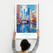 Chicago USA-Travel Posters | Glass Wall Art - ArtDesigna Glass Printing Wall Art