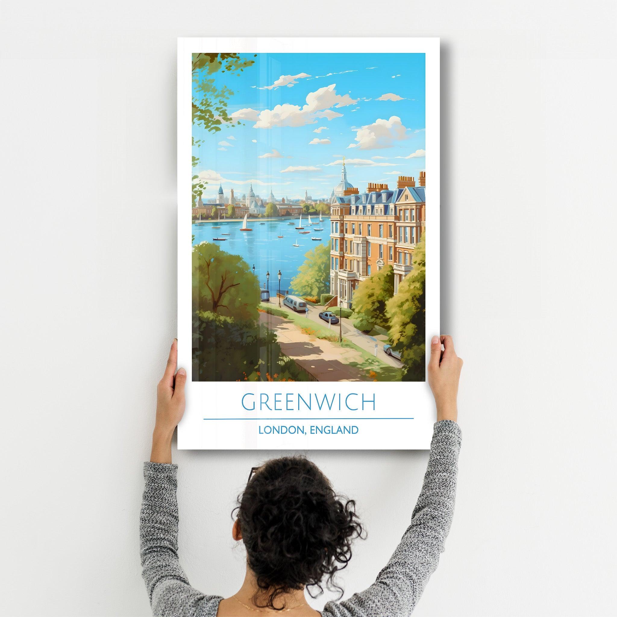 Greenwich-London England-Travel Posters | Glass Wall Art - ArtDesigna Glass Printing Wall Art