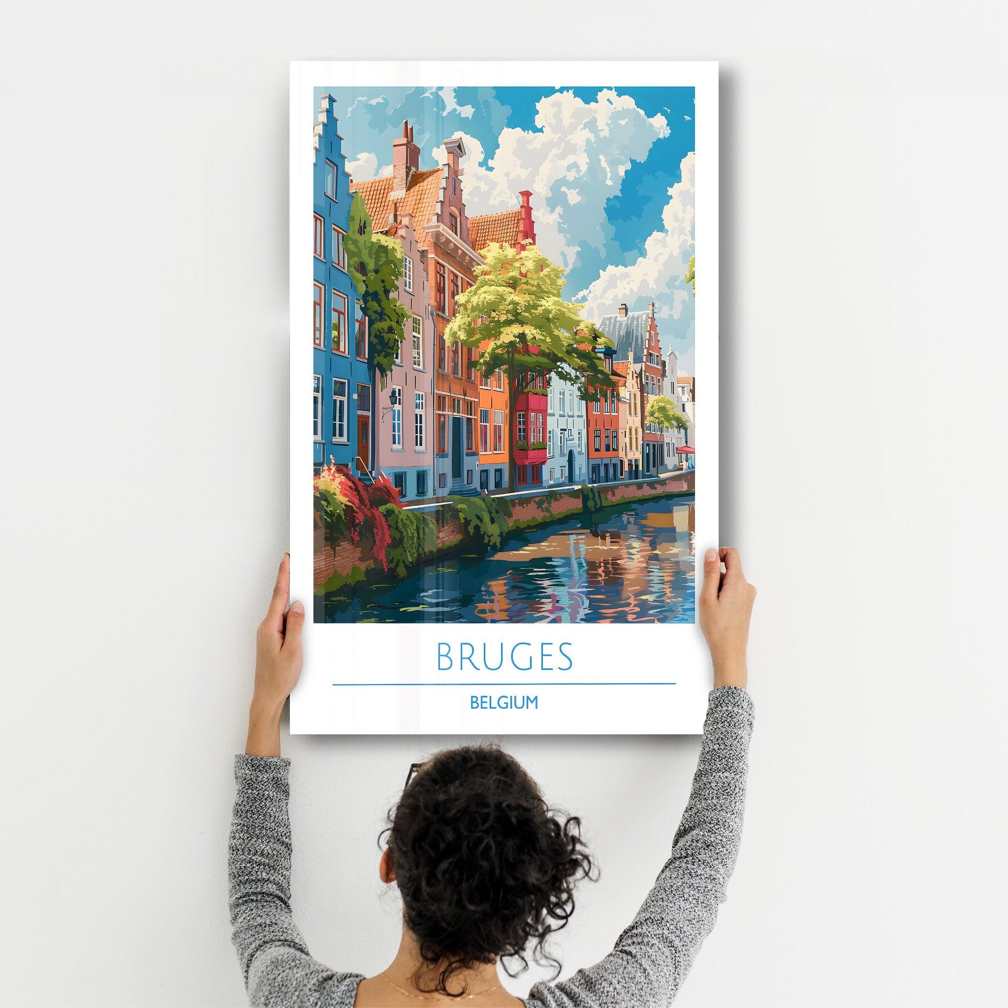 Bruges Belgium-Travel Posters | Glass Wall Art - ArtDesigna Glass Printing Wall Art
