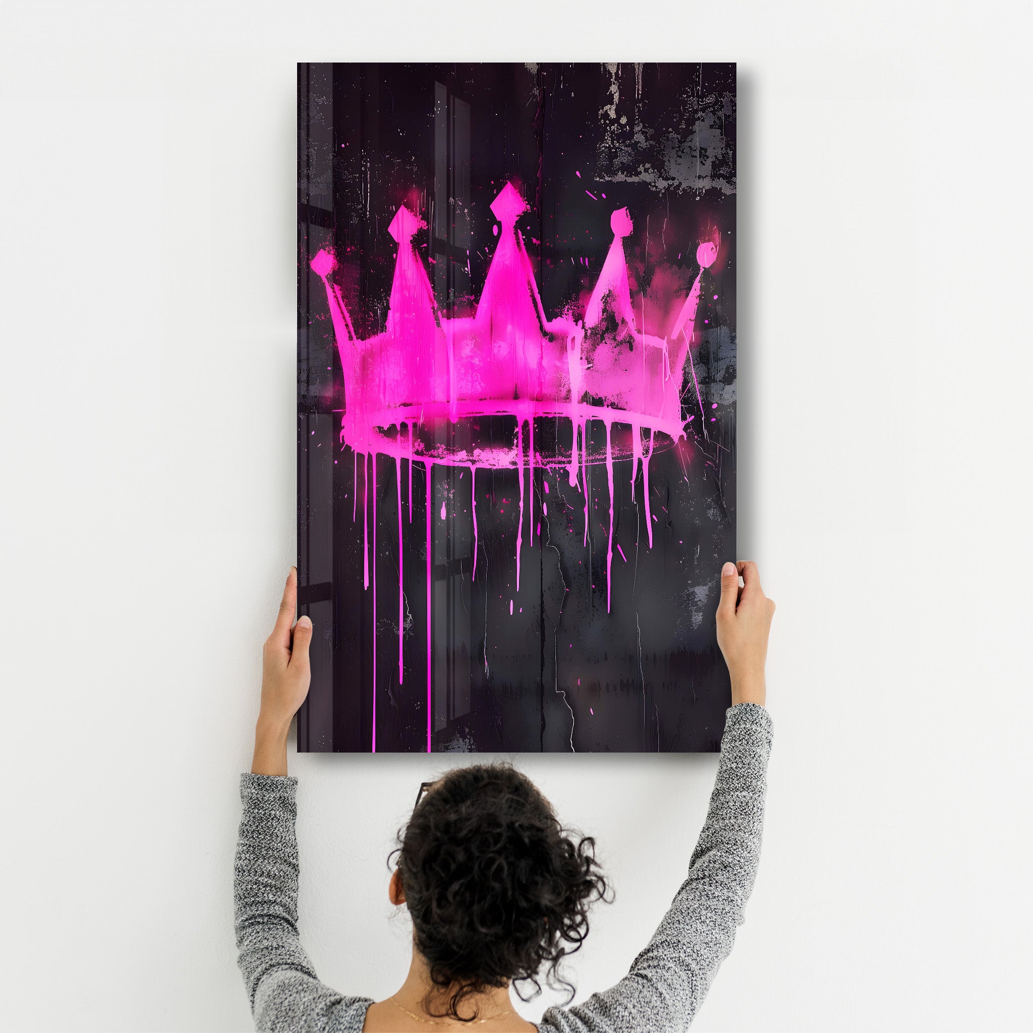 Pink Crown - Glass Wall Art